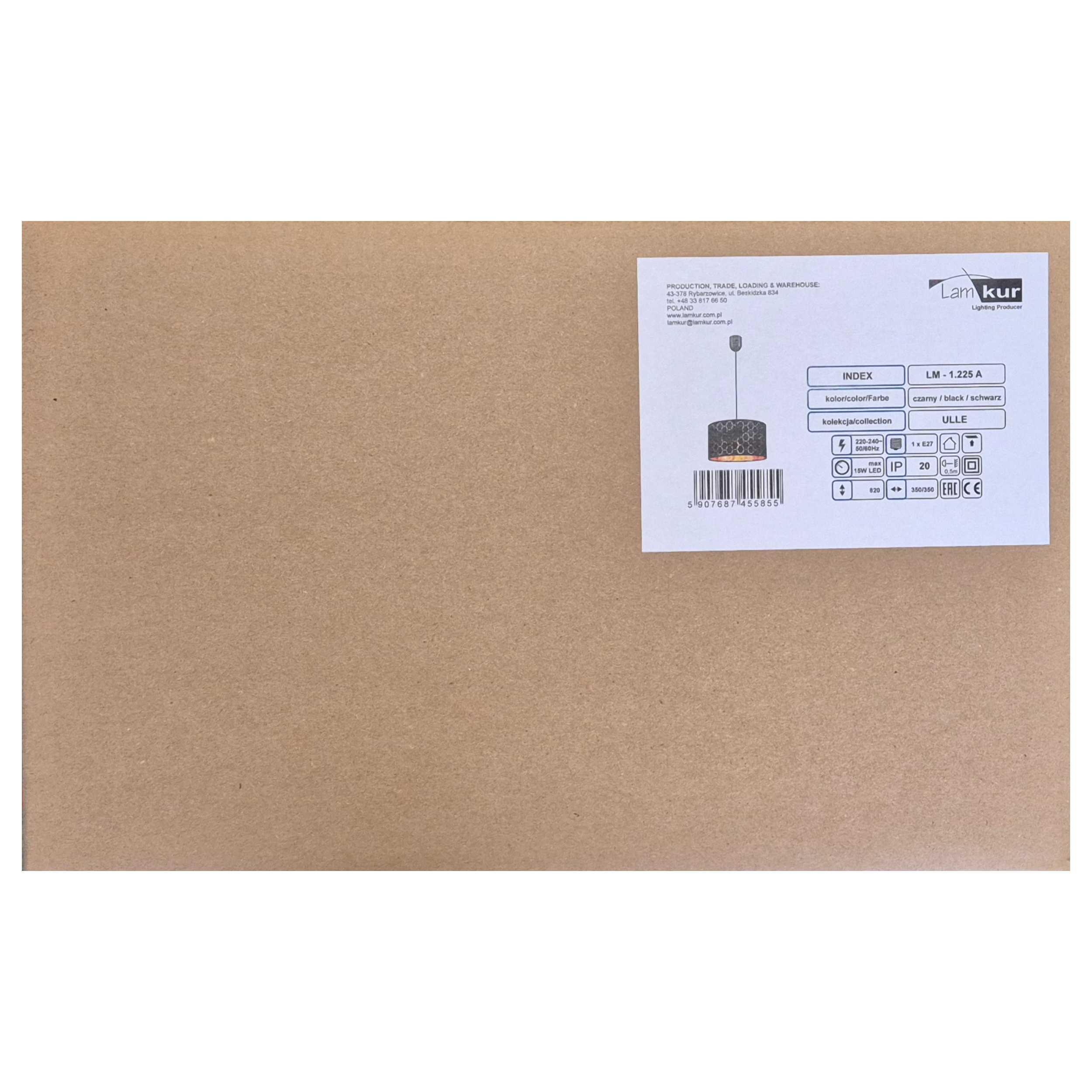 Lampa wisząca Ulle czarna E27 Lamkur - 10