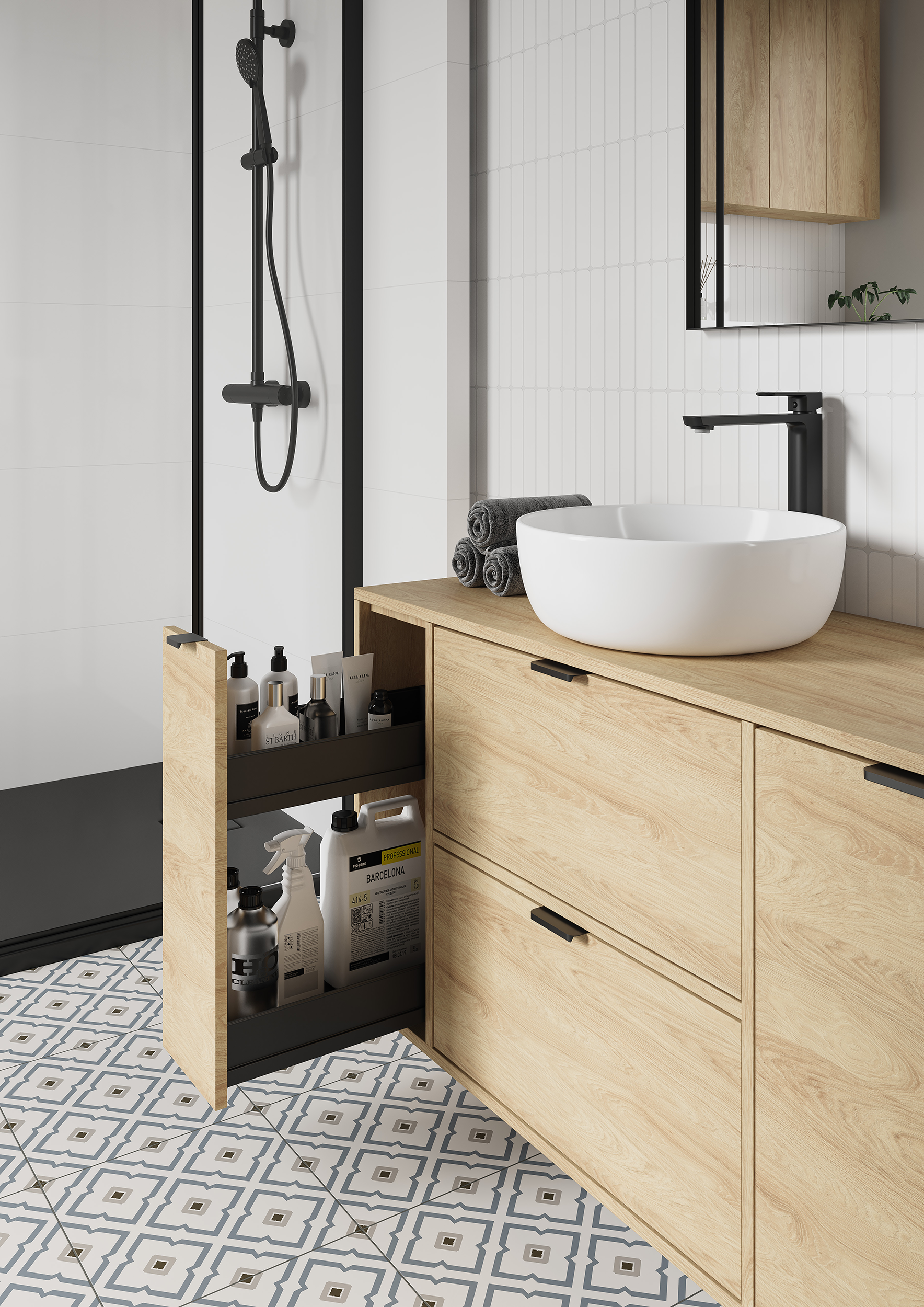 Szafka pod umywalkę wisząca Atrato 59.4x44.8x60.5 cm brązowa dąb Cersanit - 12