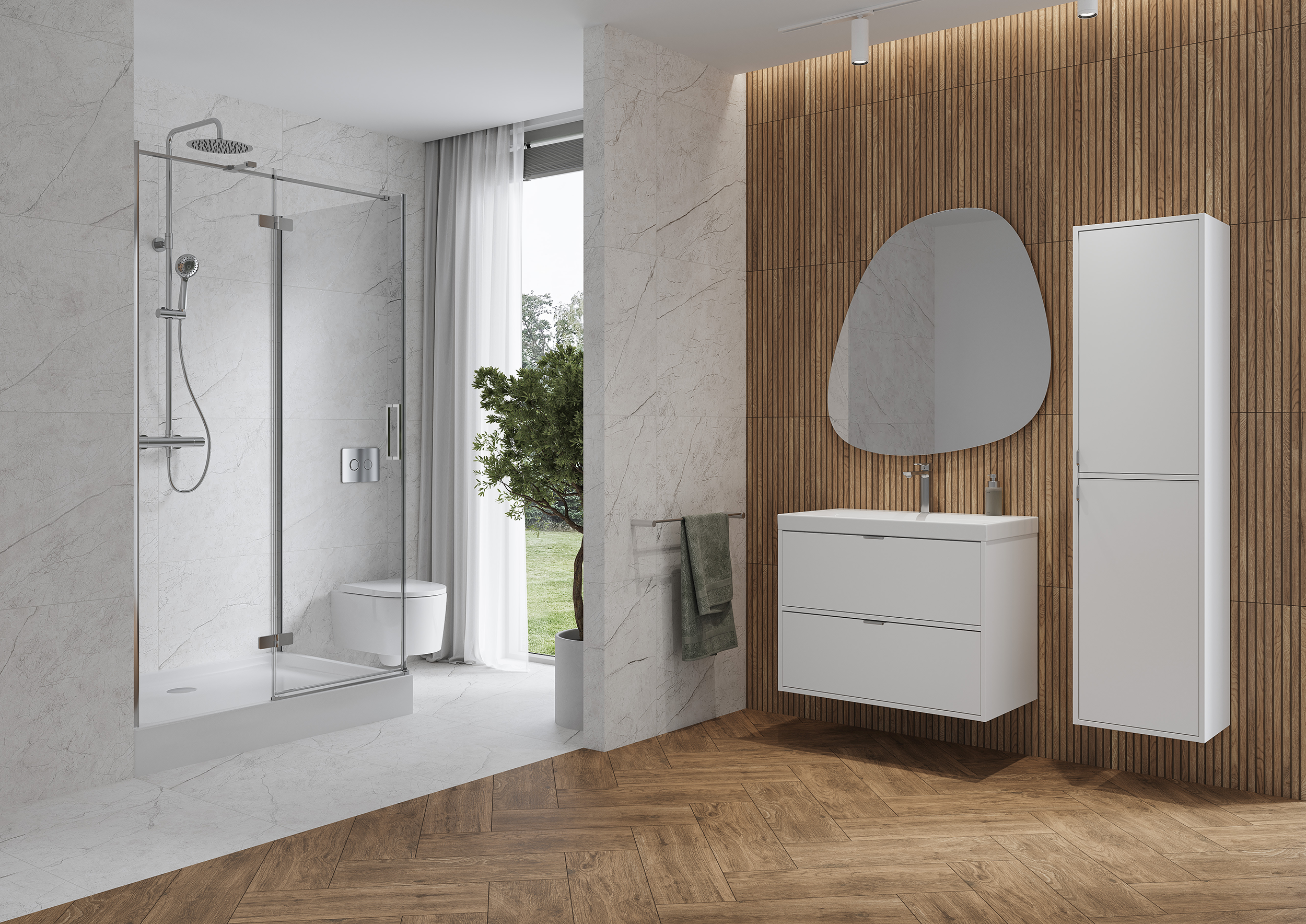 Szafka z umywalką zestaw Atrato 50x35 cm biała Cersanit - 5