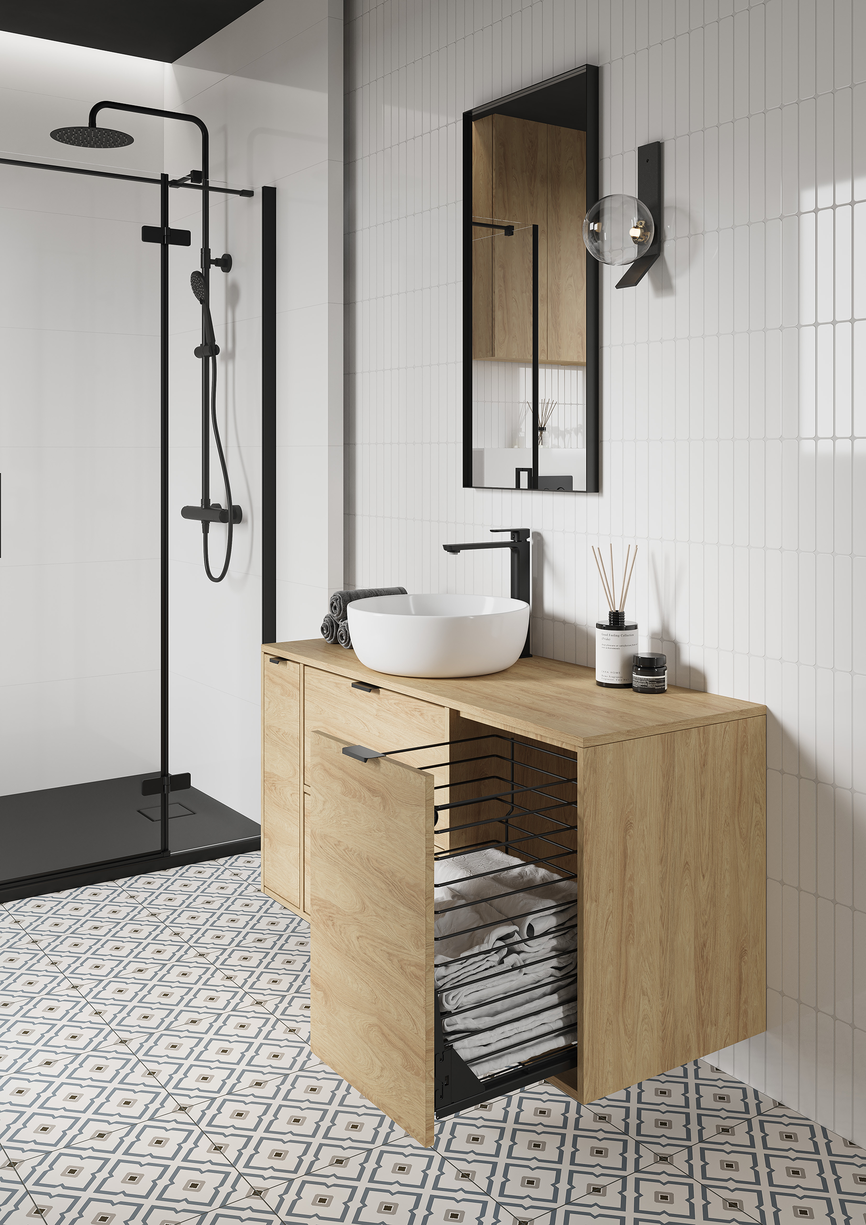 Szafka pod umywalkę wisząca Atrato 59.4x44.8x60.5 cm brązowa dąb Cersanit - 11