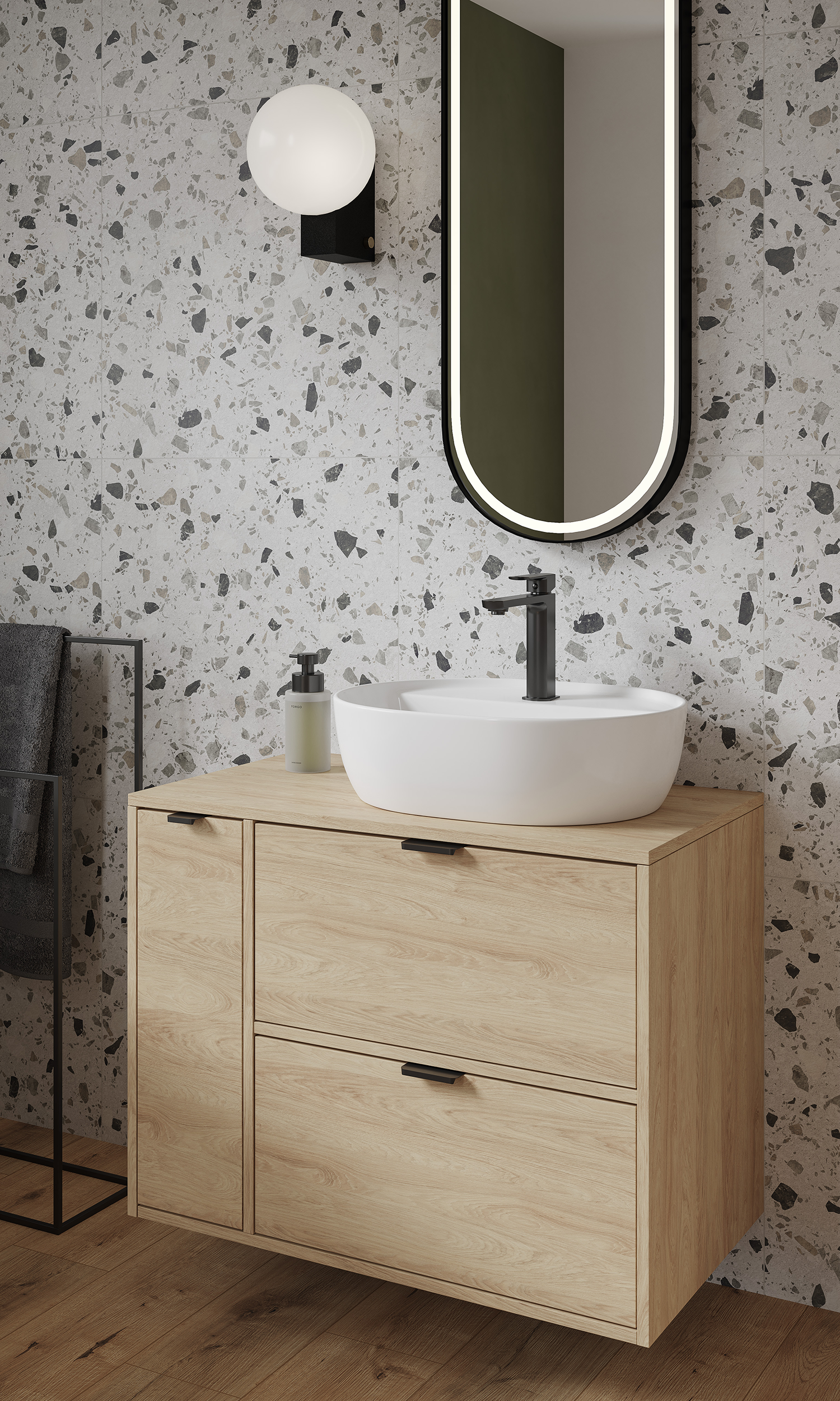 Szafka pod umywalkę wisząca Atrato 59.4x44.8x60.5 cm brązowa dąb Cersanit - 8