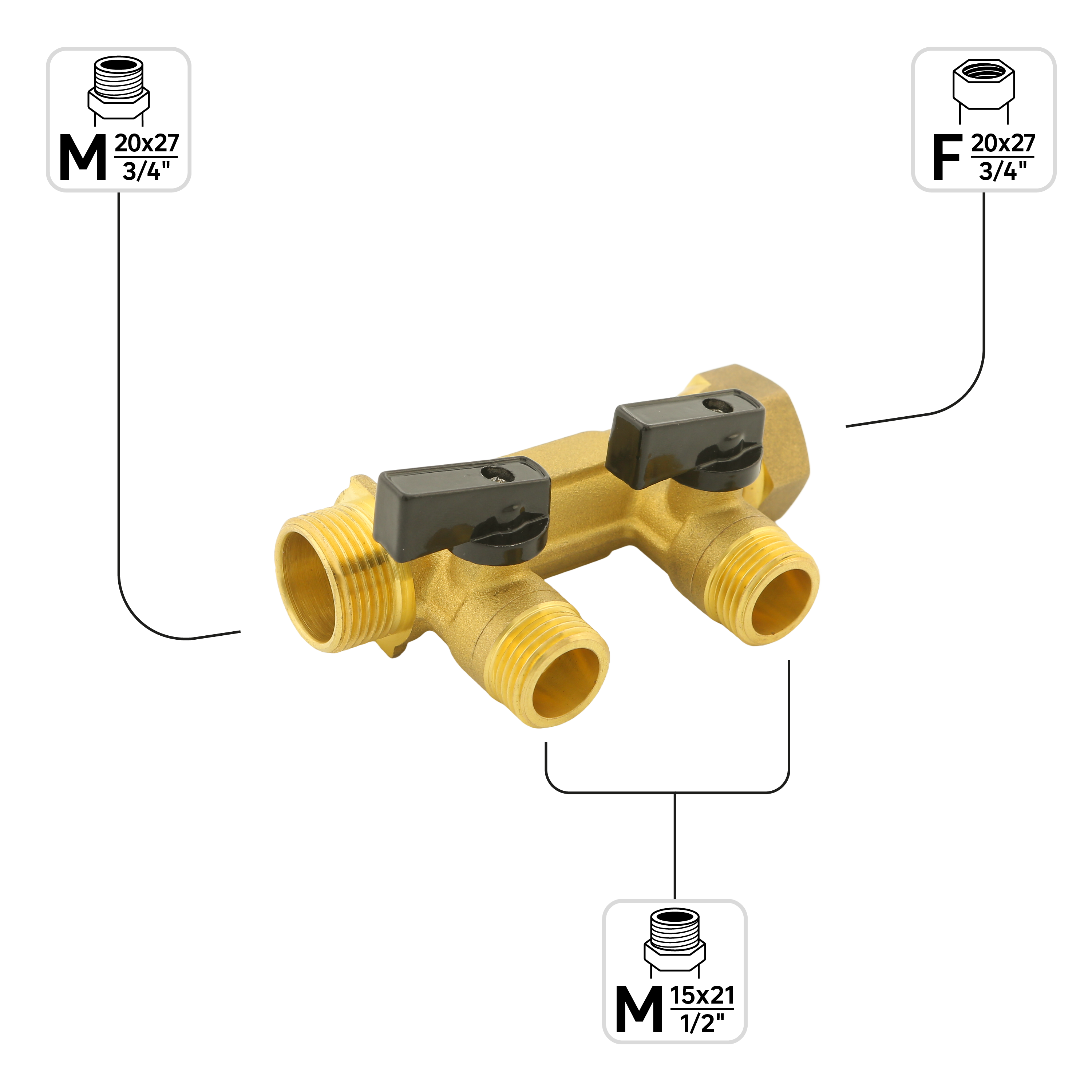 Collecteur 2 voies à visser pour multicouche 3/4