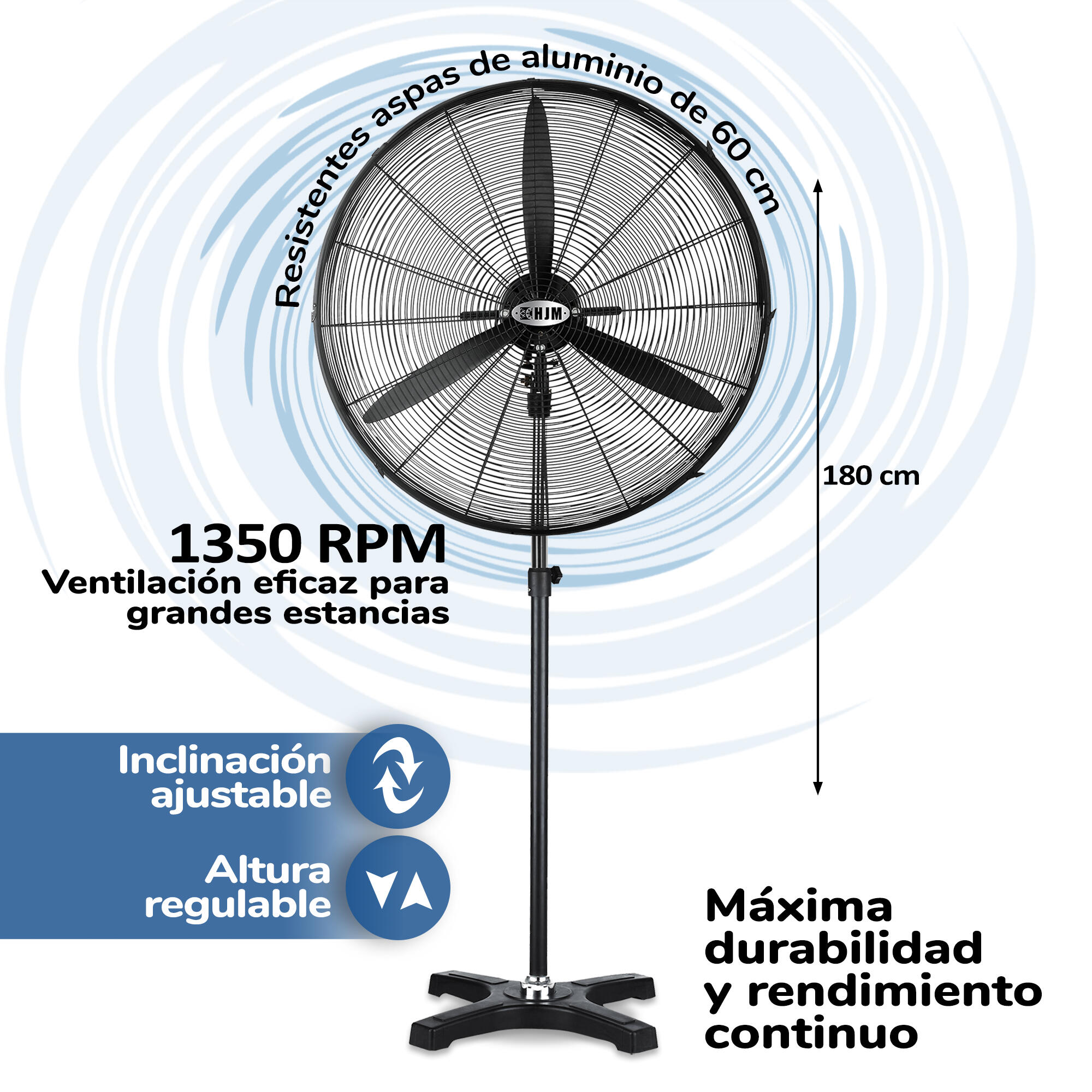 Ventoinha de pé HJM 160W PRETO - 8