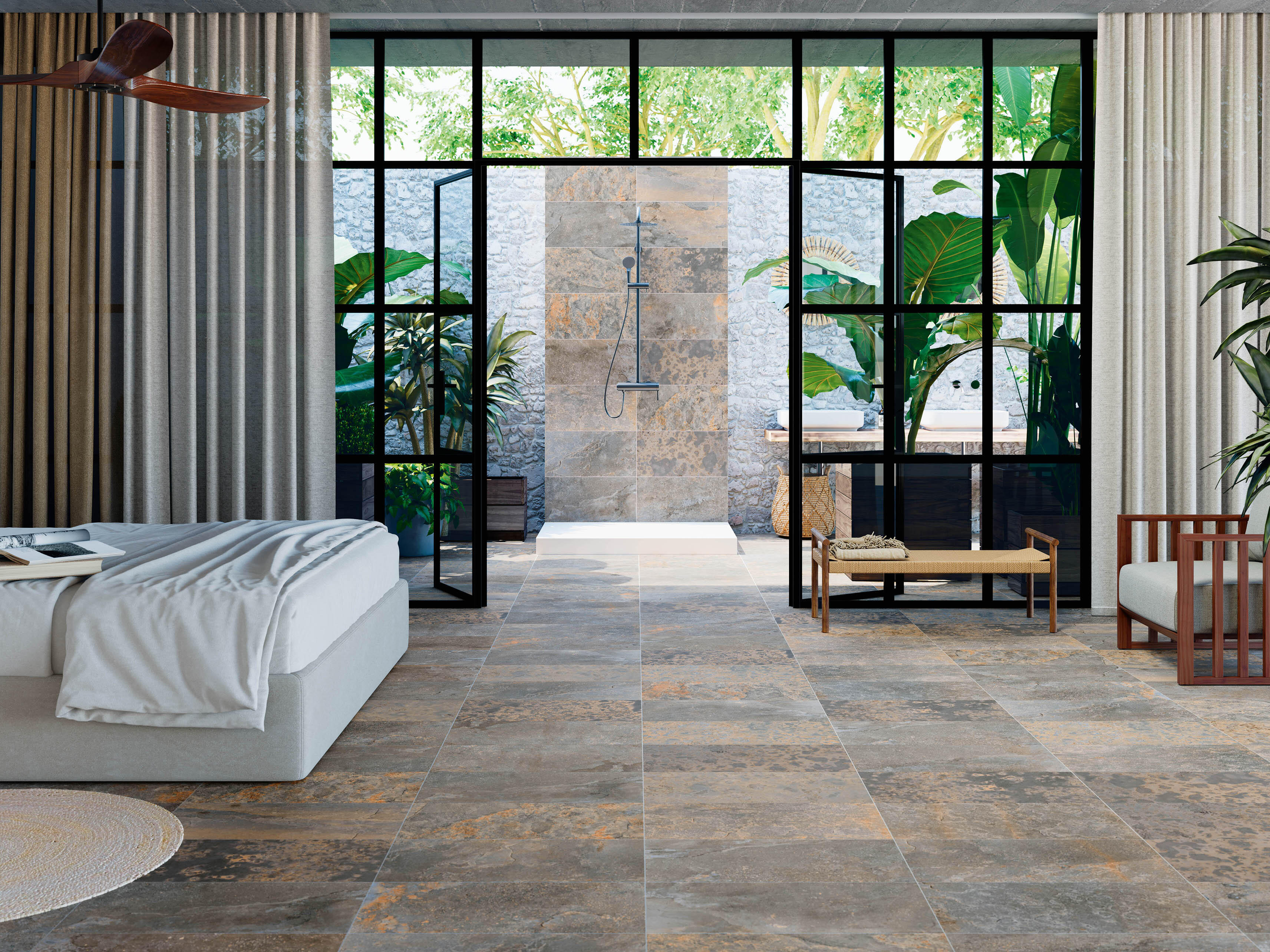 Pack de 2 peldaños cerámico Mineral efecto piedra mix 120x3.4cm espesor 11mm - 8