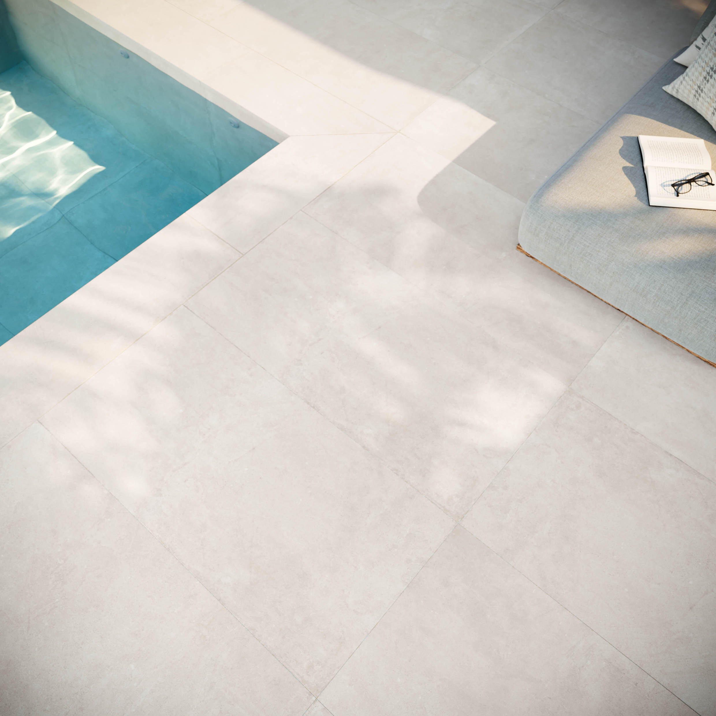 Suelo cerámico Neutral efecto cemento polar 60x120 cm C3 - 6