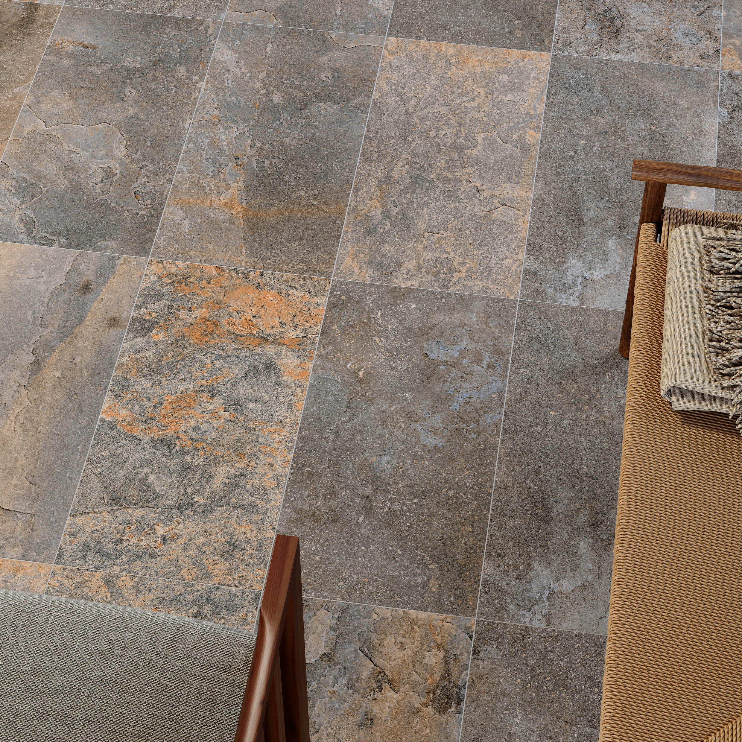 Pack de 2 peldaños cerámico Mineral efecto piedra mix 120x3.4cm espesor 11mm - 7