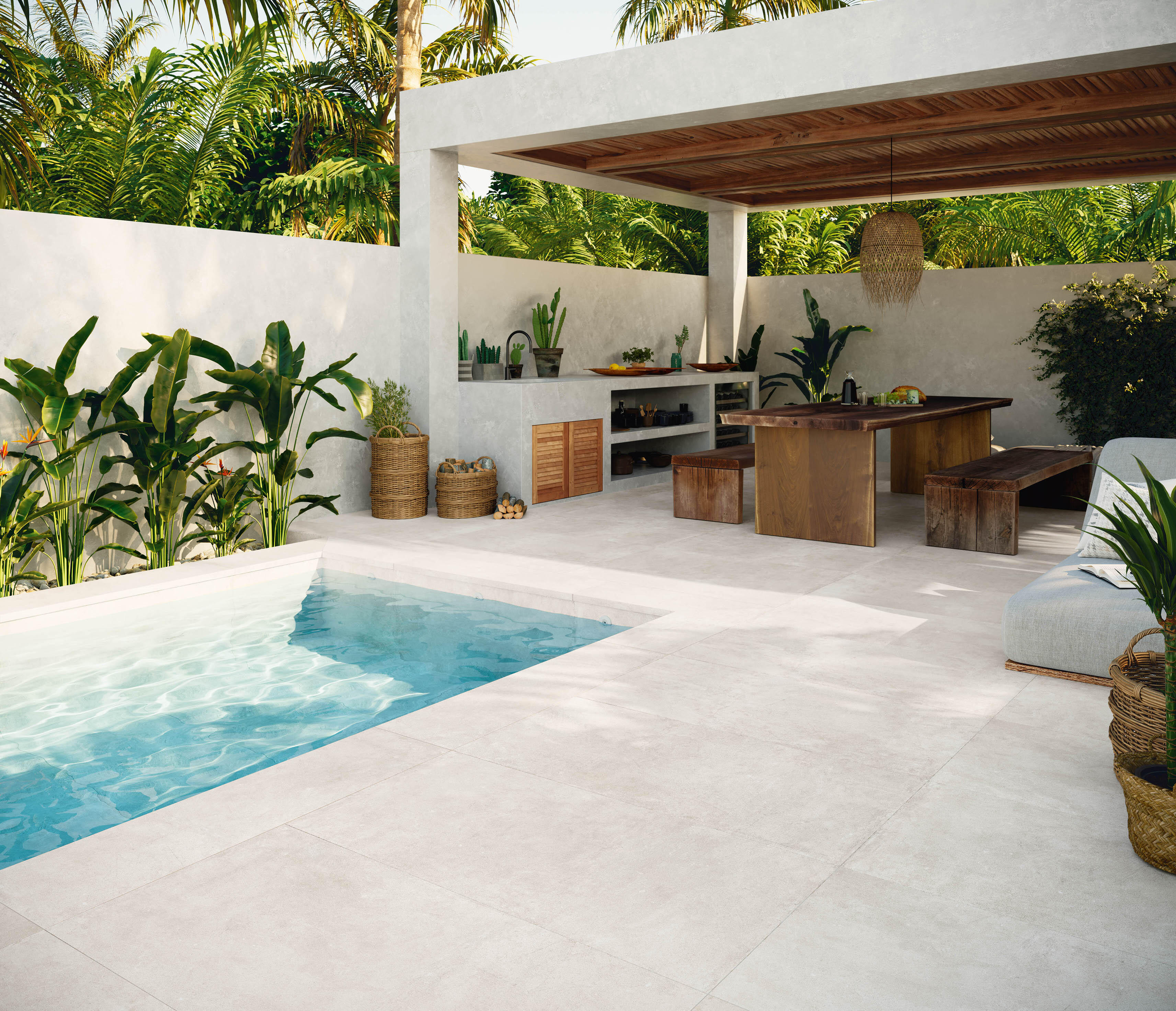 Suelo cerámico Neutral efecto cemento polar 60x120 cm C3 - 5