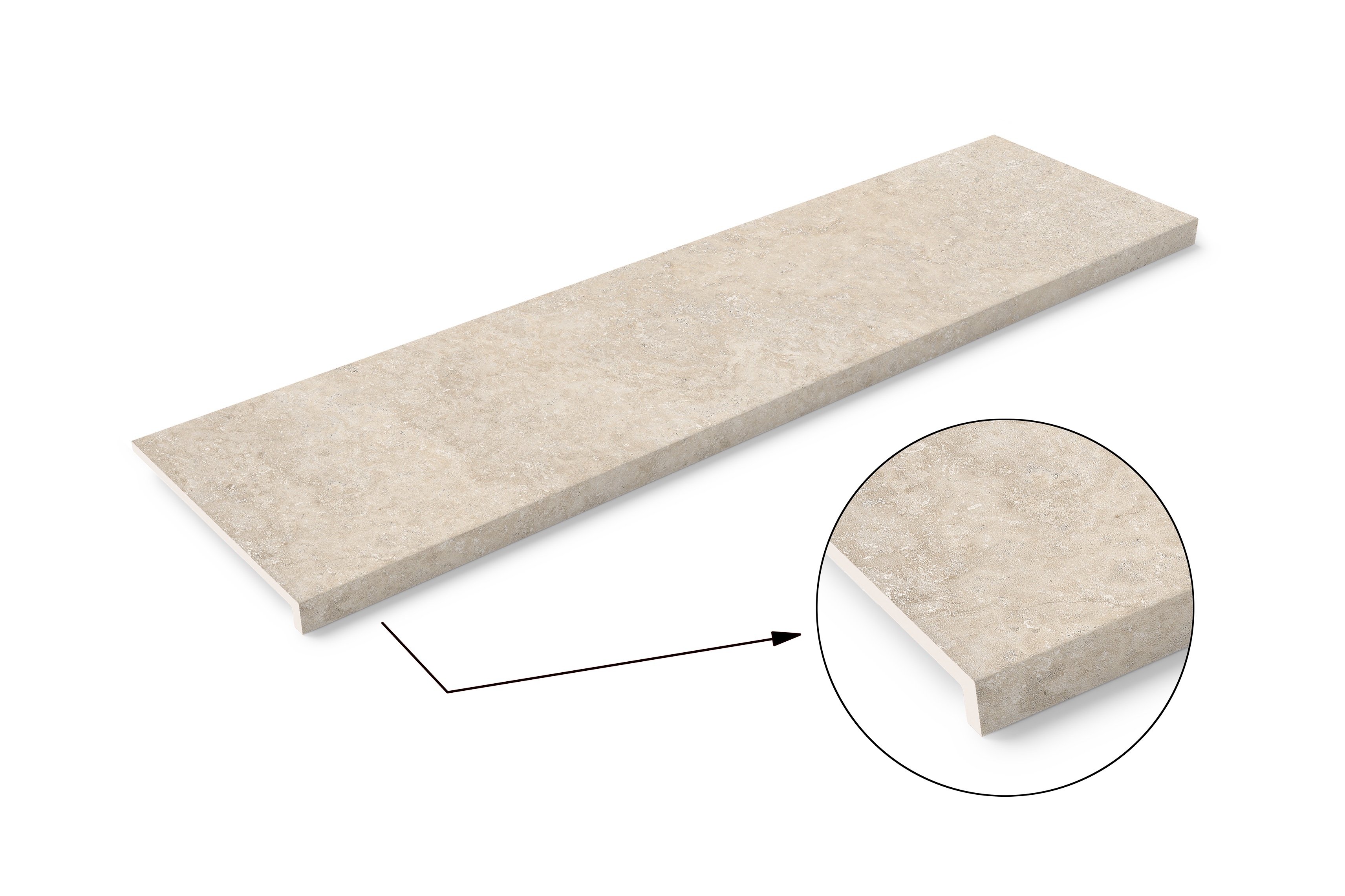 Pack de 2 peldaños cerámico Aura efecto piedra crema 120x3.4cm espesor 11mm - 7