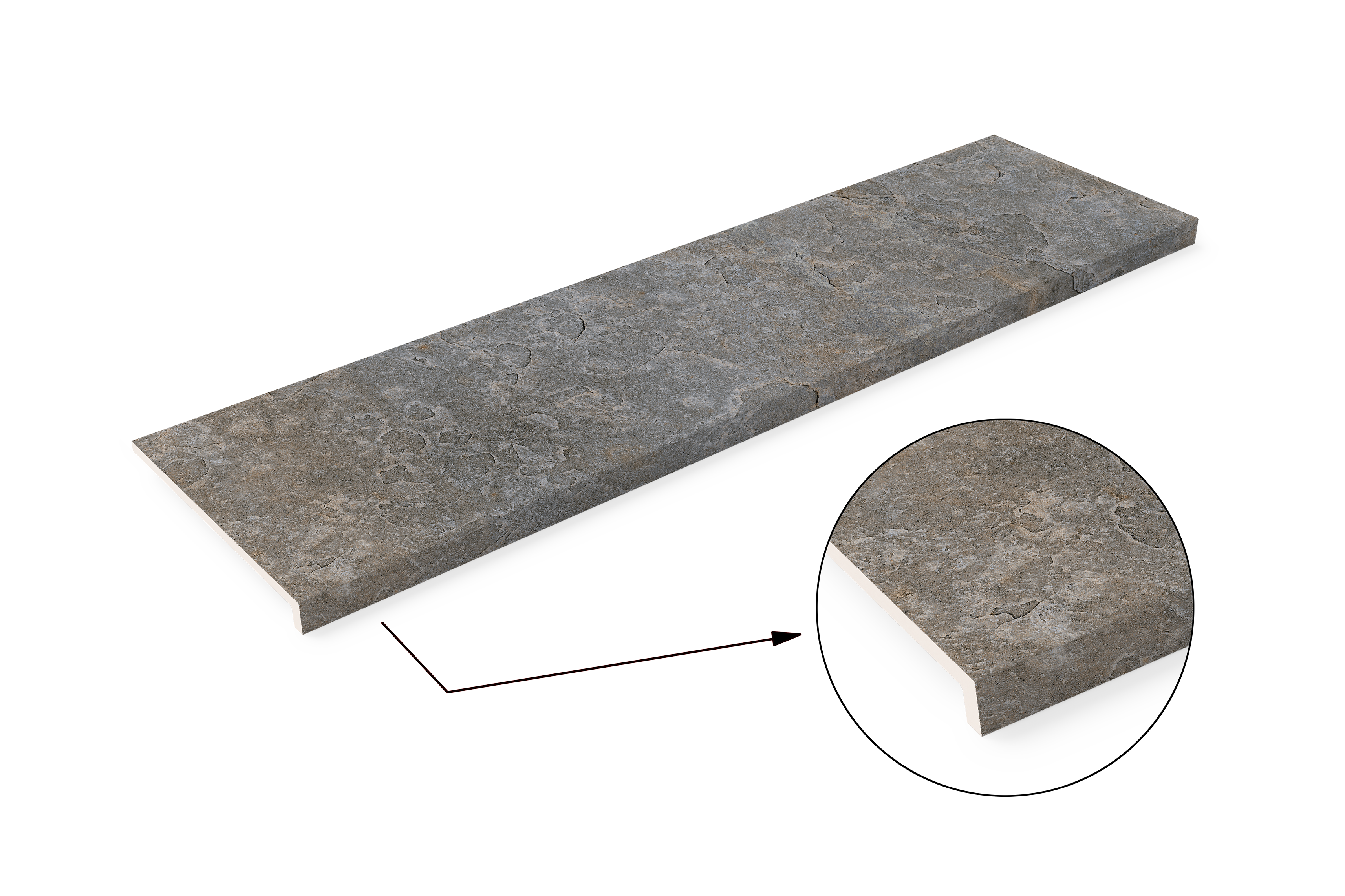 Pack de 2 peldaños cerámico Mineral efecto piedra mix 120x3.4cm espesor 11mm - 9