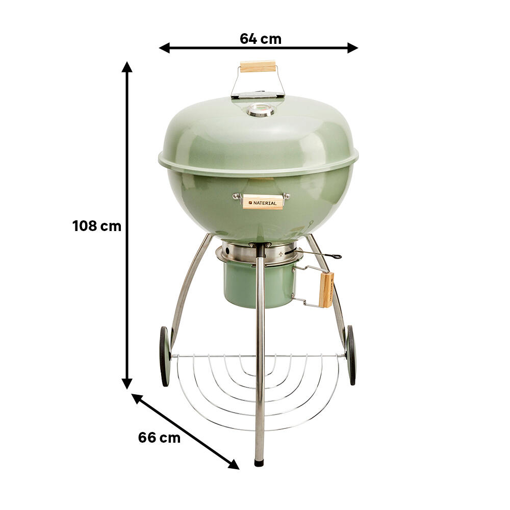 Barbecue a carvão com rodas ⌀ 57 cm verde Naterial Phoenix Beta II - 9