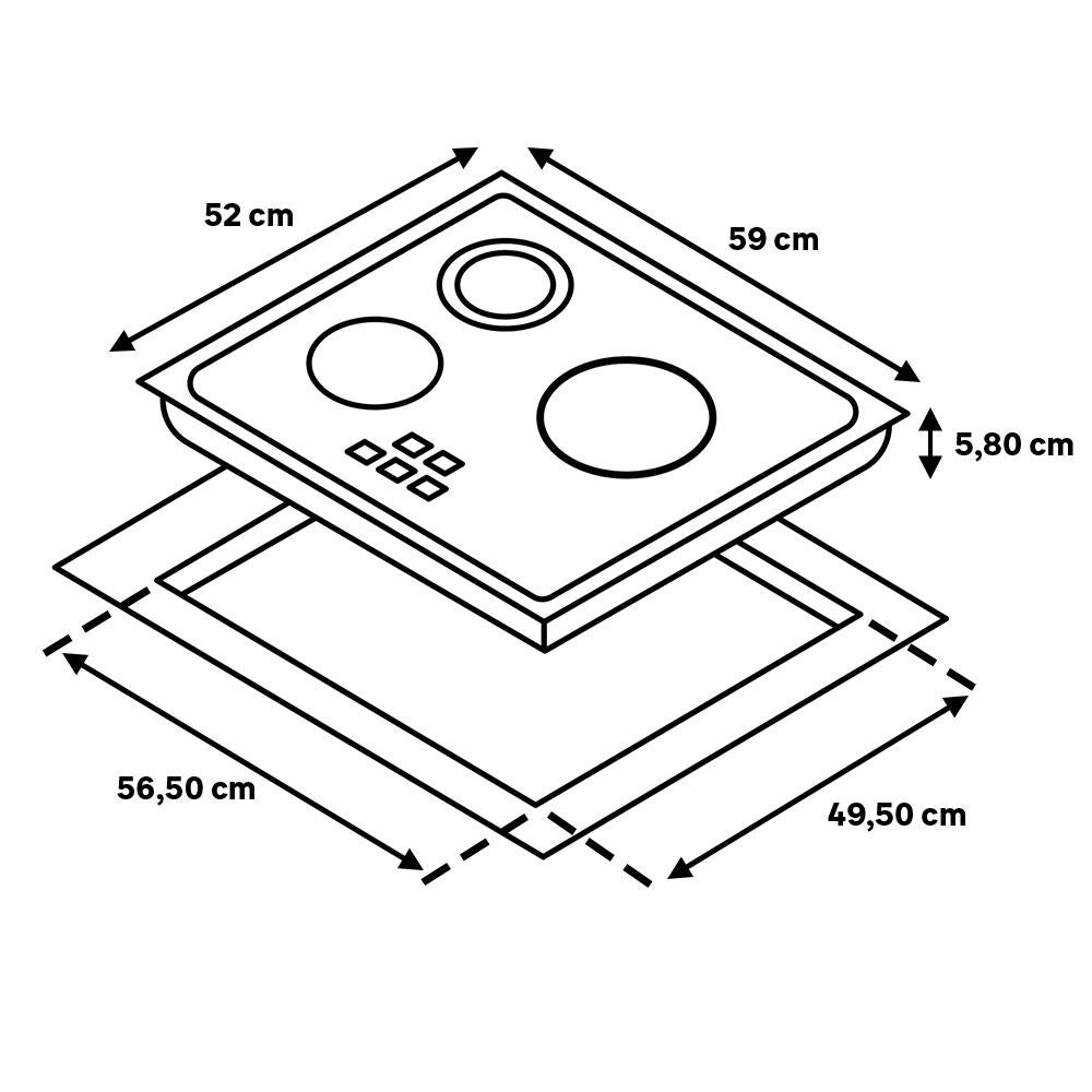 Placa de inducción TEKA IBC 63010 con 3 zonas de cocción zona grande de 28cm 5900 W negro 60cm - 2
