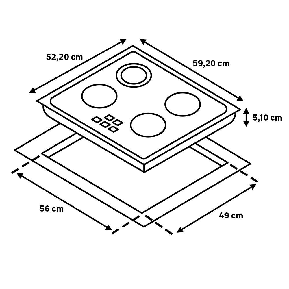 Placa vitrocerámica BALAY 3EB720XR con 4 zonas de cocción zona grande de 21cm 6600 W negro 60cm - 2