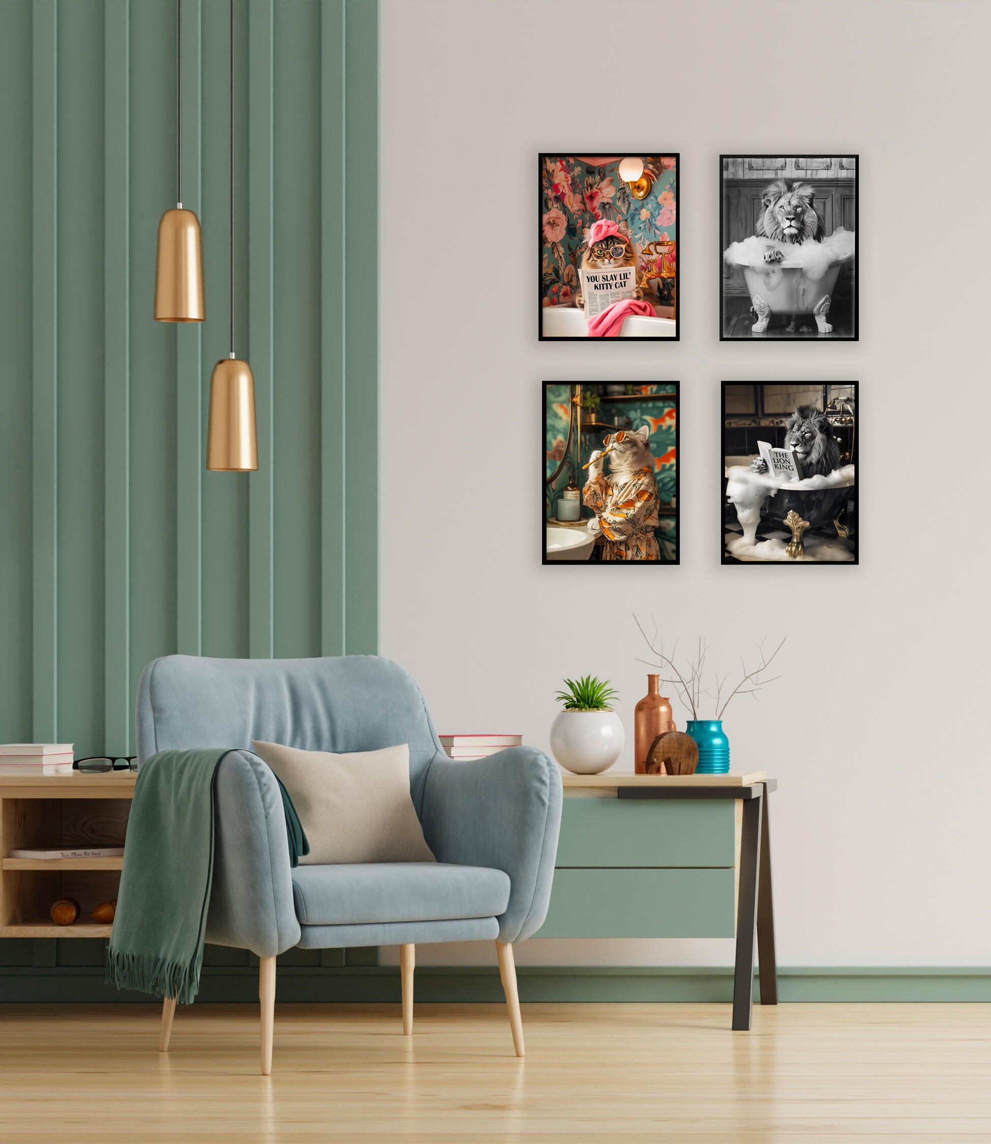 Stampa incorniciata STAMPA INC NE 30X40 GATTO CON SPAZZ nero 31 x 41 cm - 2