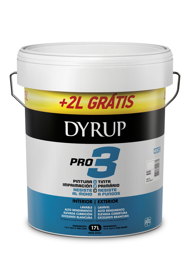 Tinta interior Dyrup Pro3 branco mate 15L+2L gratis