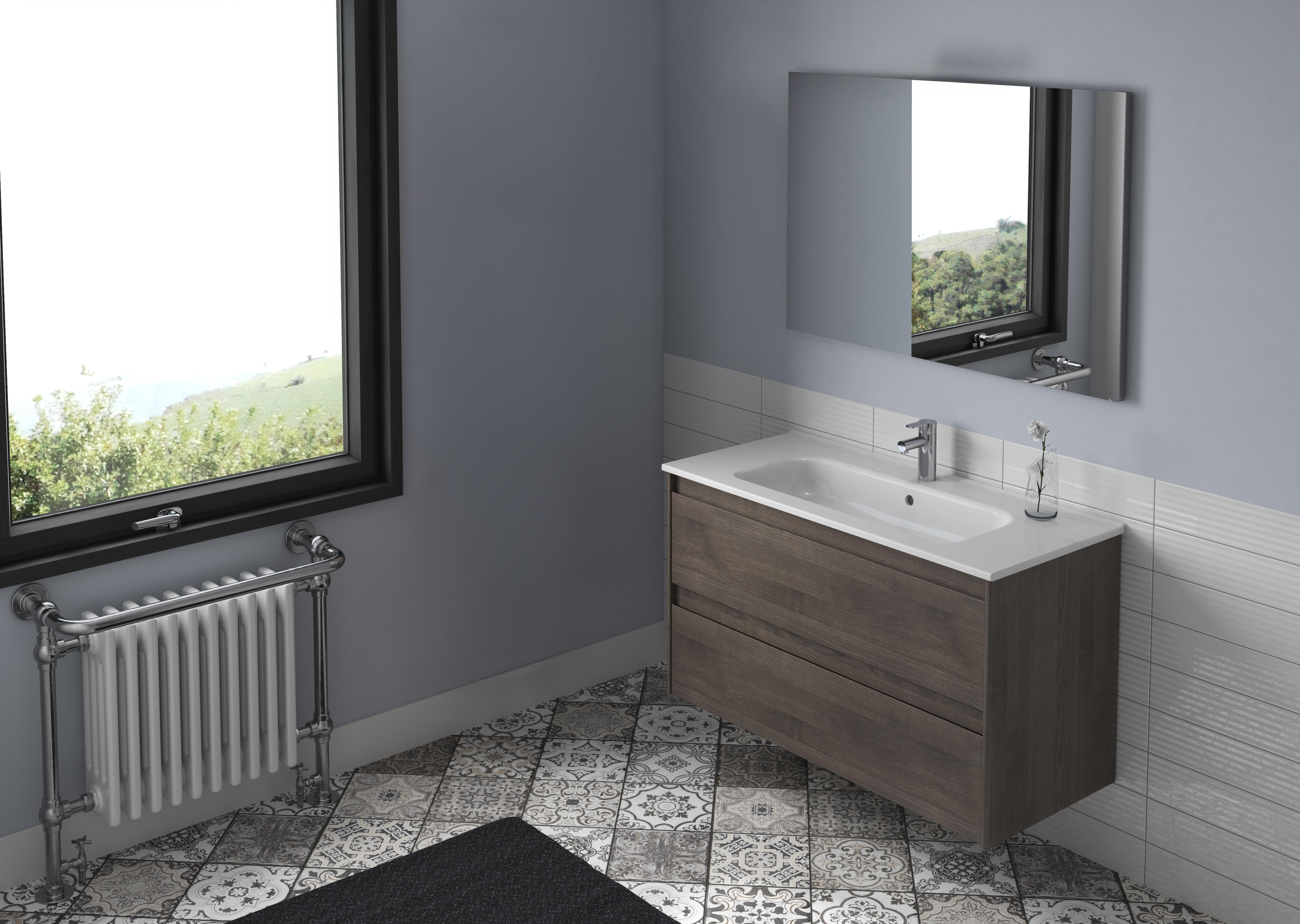 Mueble de baño con lavabo alfa fresno 100x45 cm