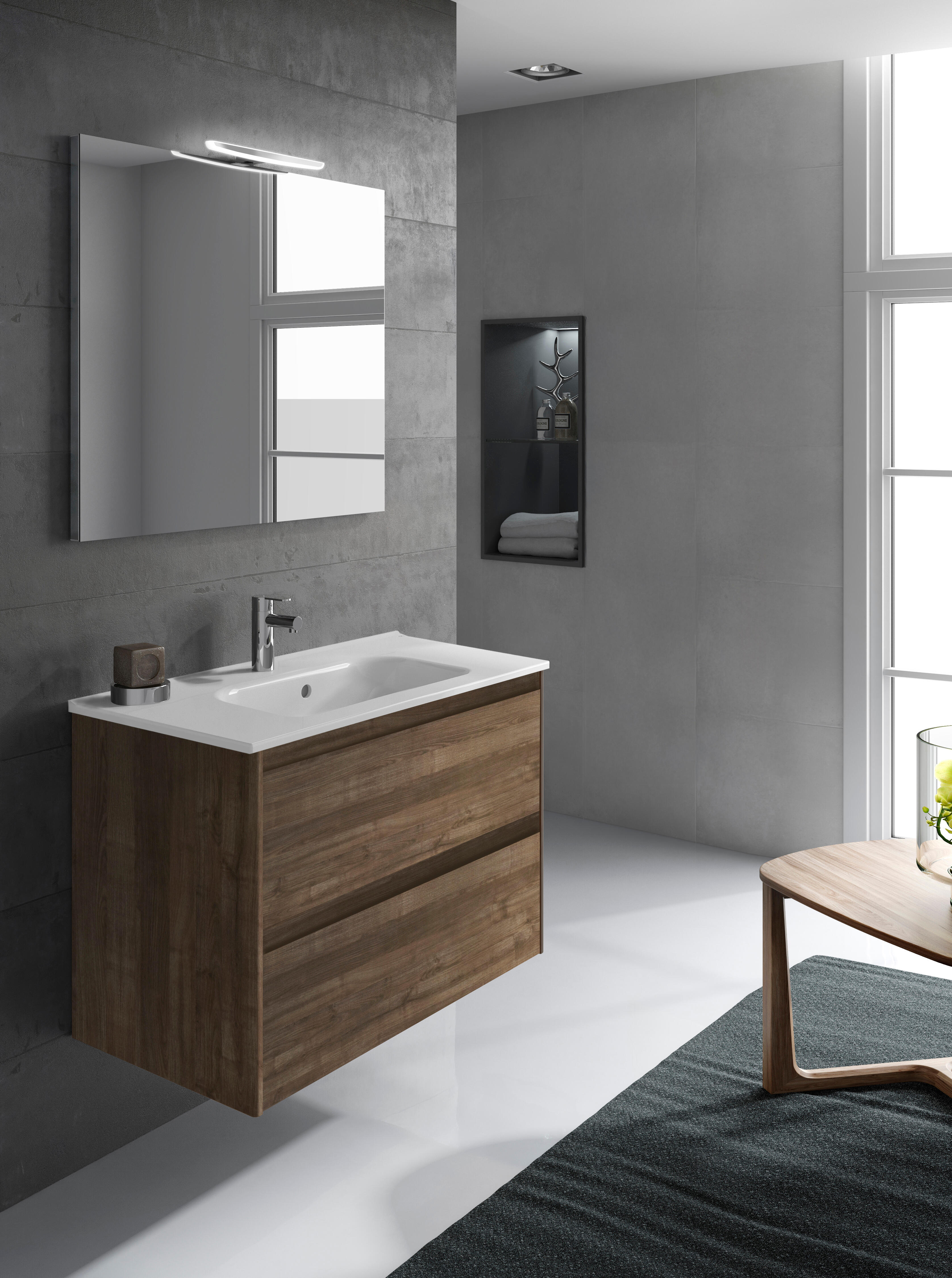 Mueble de baño con lavabo alfa fresno 80x45 cm