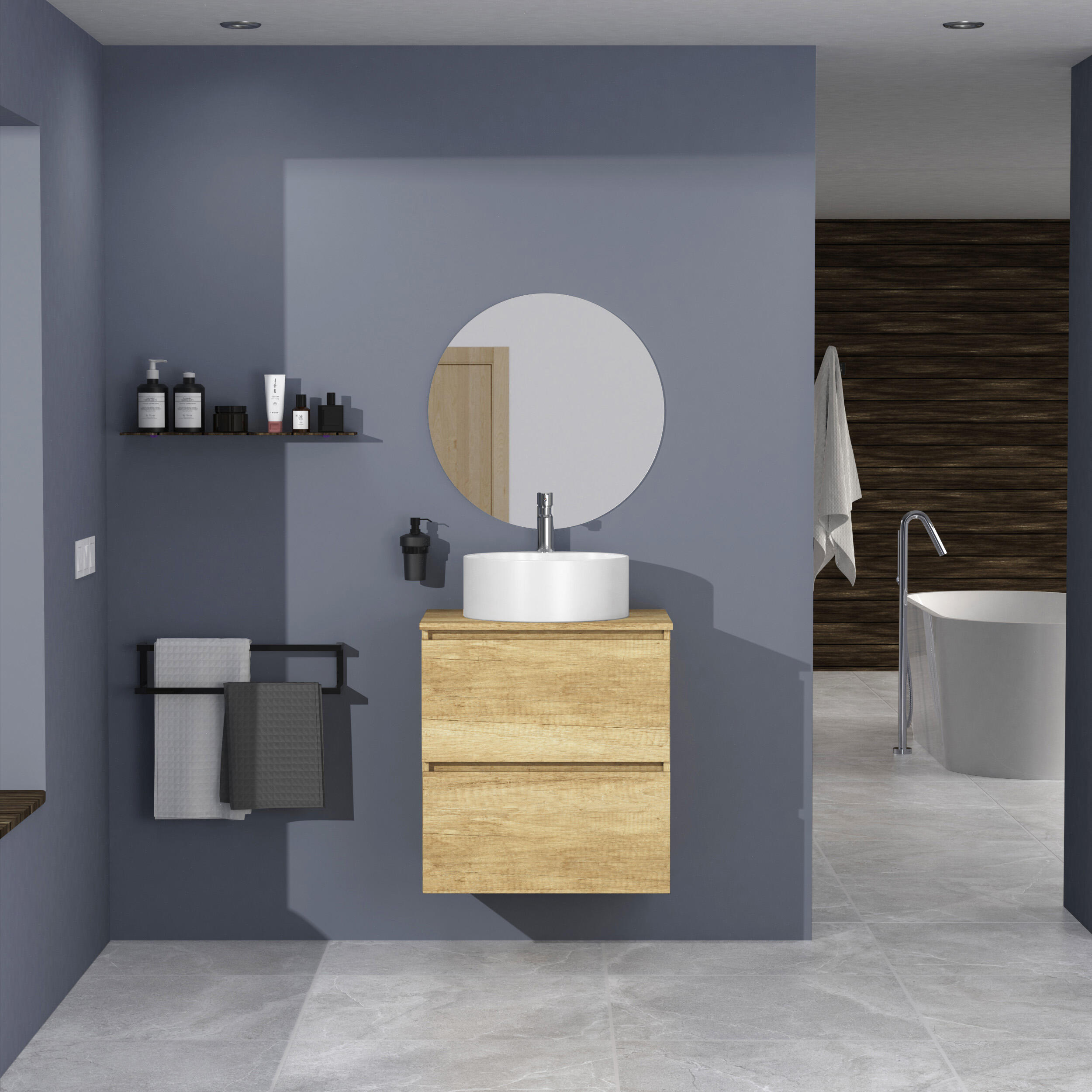 Mueble de baño con lavabo clara roble 70x46 cm