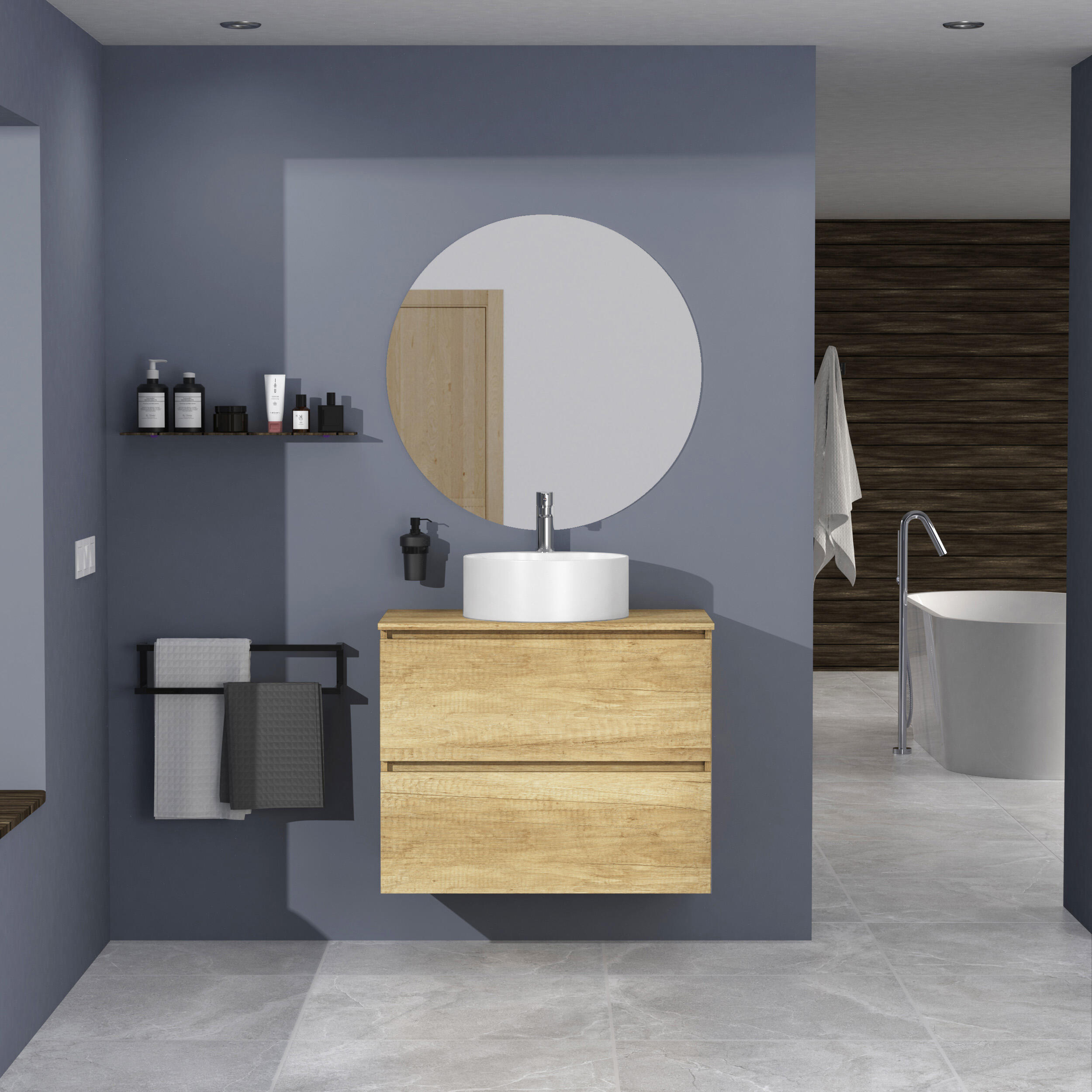 Mueble de baño con lavabo clara roble 80x46 cm