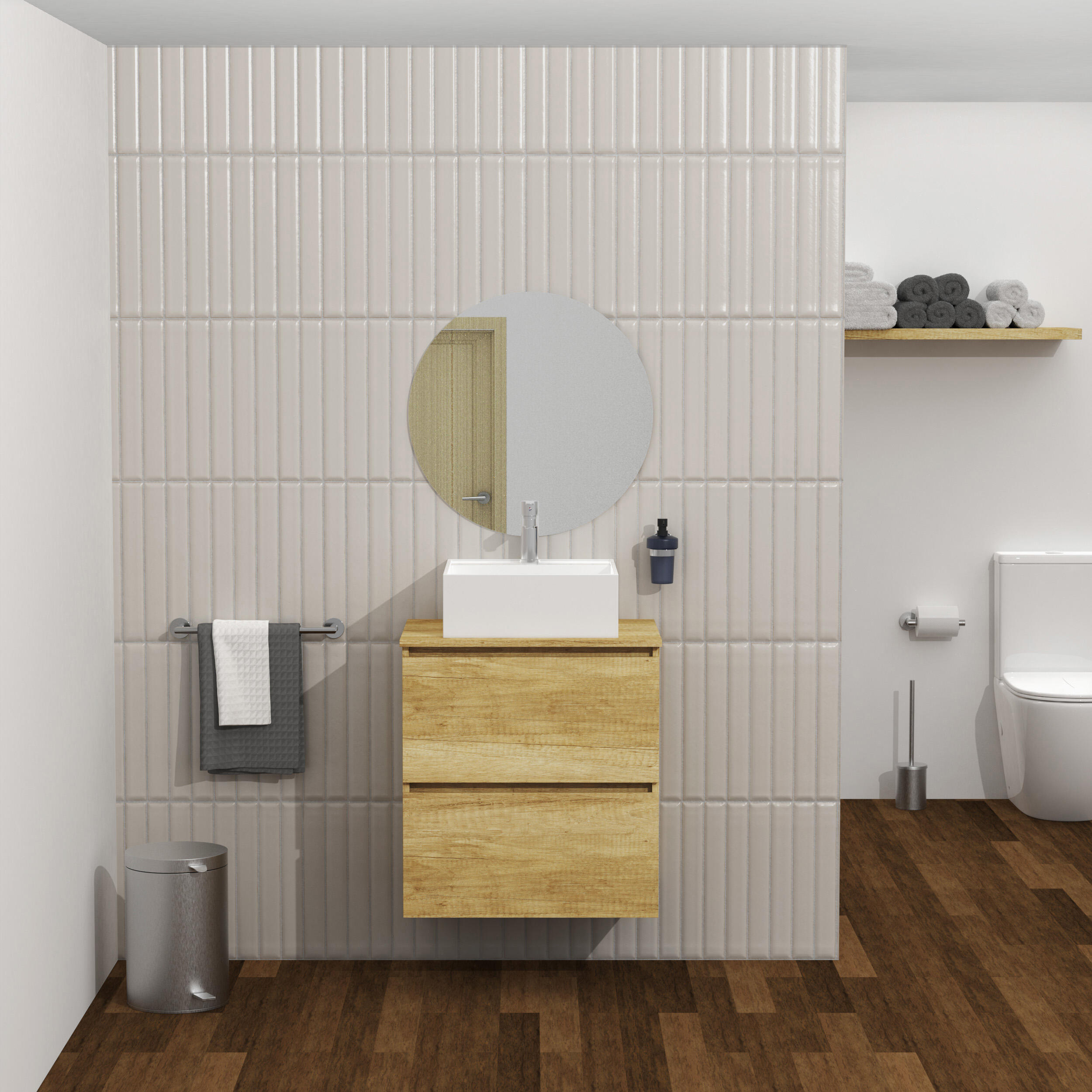 Mueble de baño con lavabo clara roble 70x46 cm
