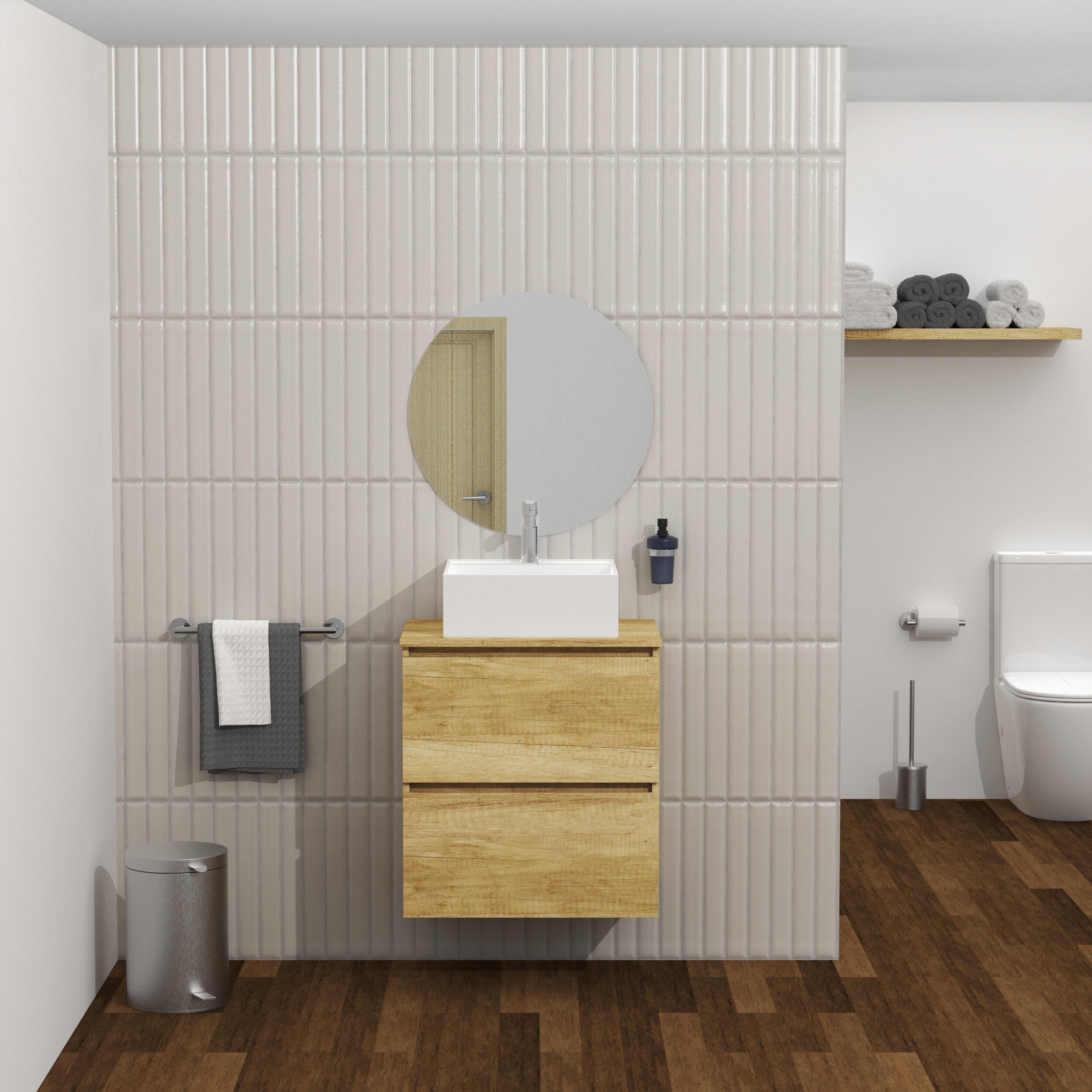 Mueble de baño con lavabo clara roble 60x46 cm
