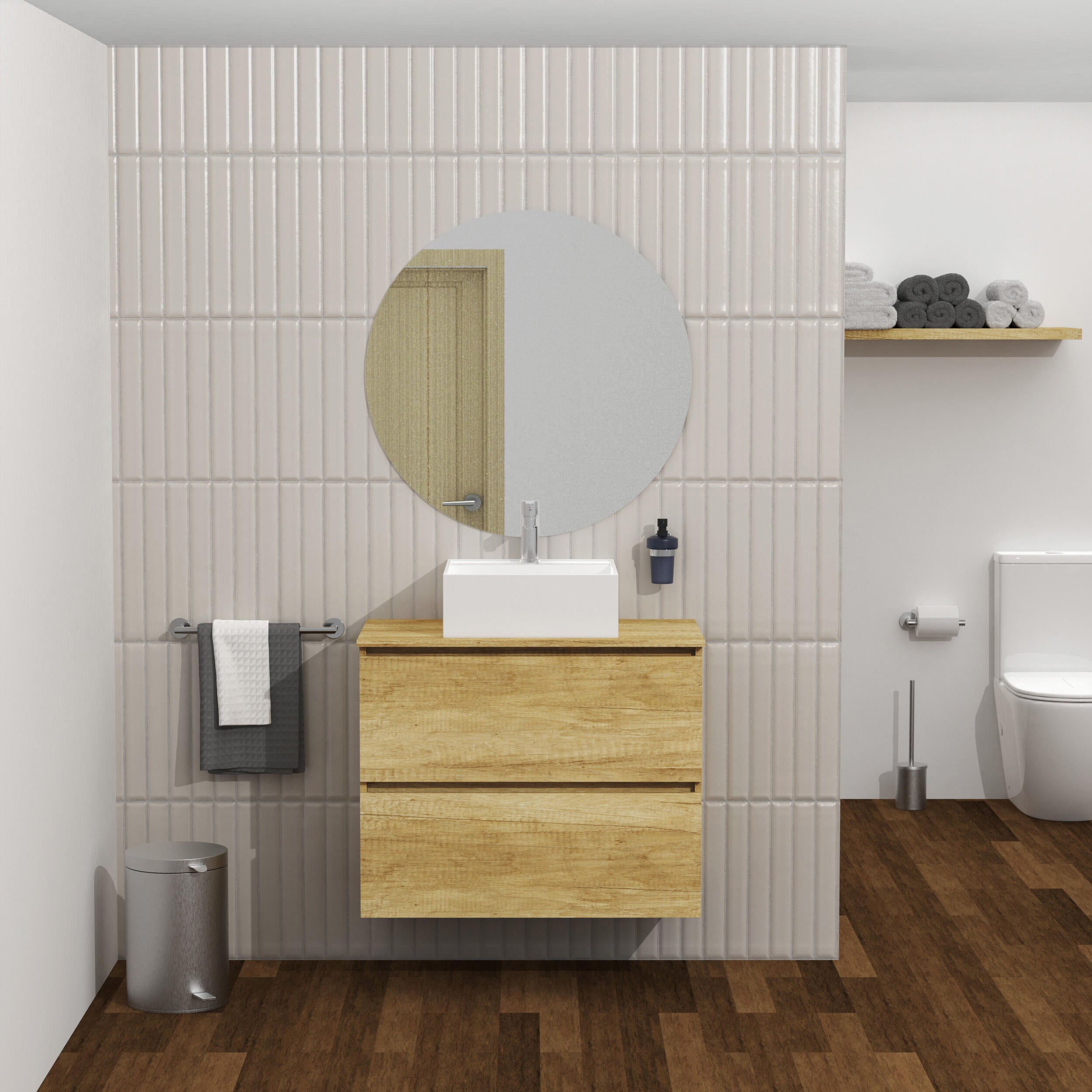 Mueble de baño con lavabo clara roble 80x46 cm