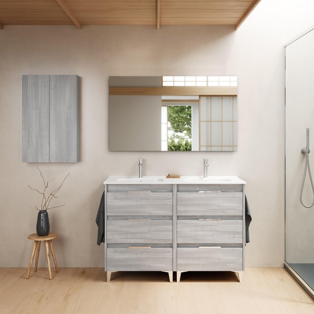 Móvel de casa de banho com lavatório 45X120 cm cinza  Suki