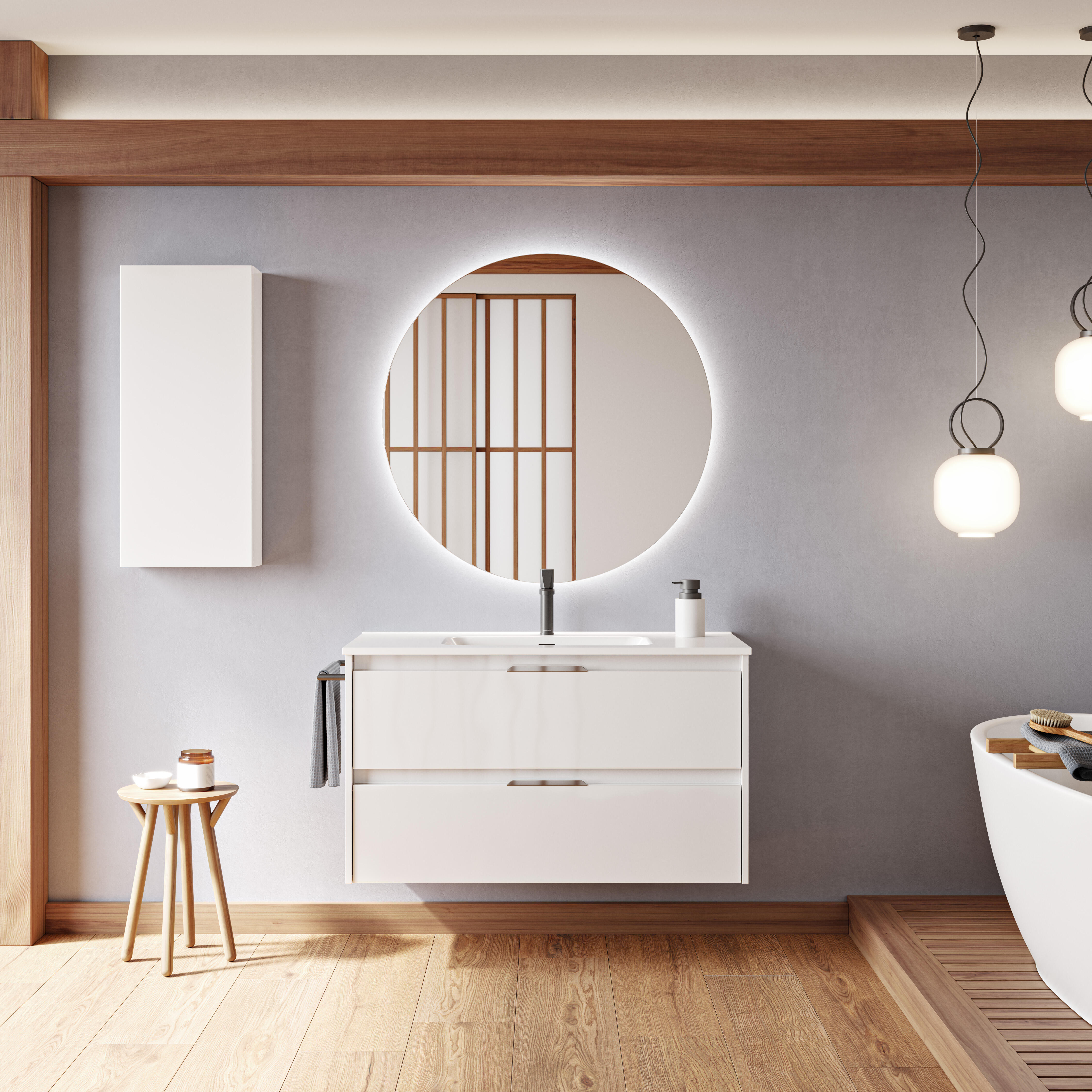 Mueble de baño con lavabo suki blanco 100x45 cm