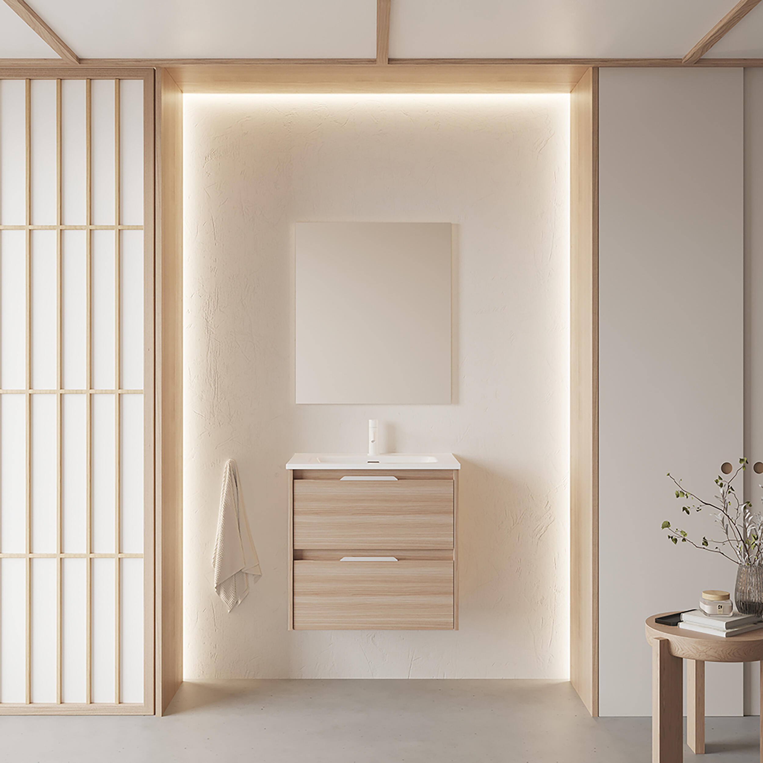 Mueble de baño con lavabo suki nogal 60x45 cm