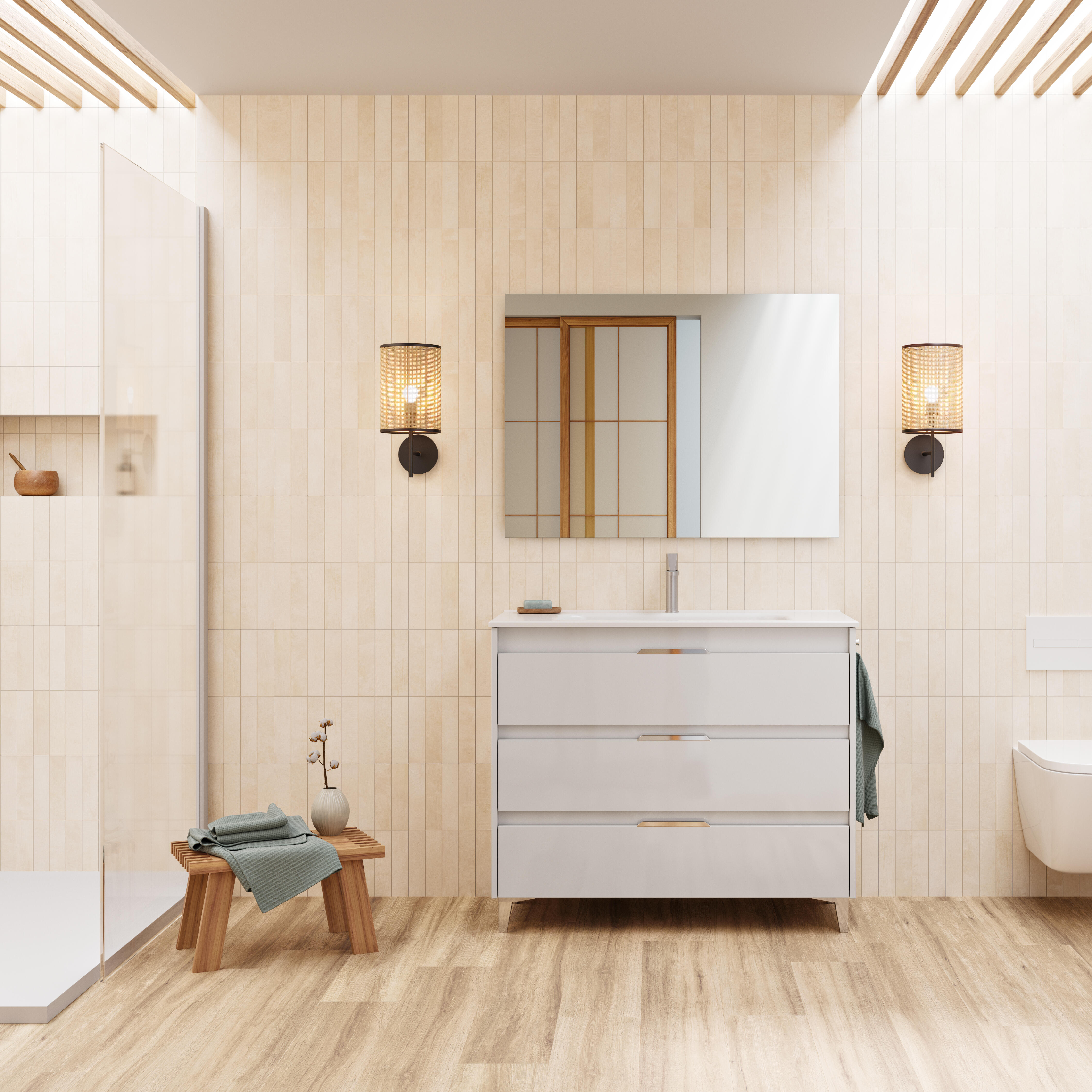 Mueble de baño con lavabo suki blanco 100x45 cm