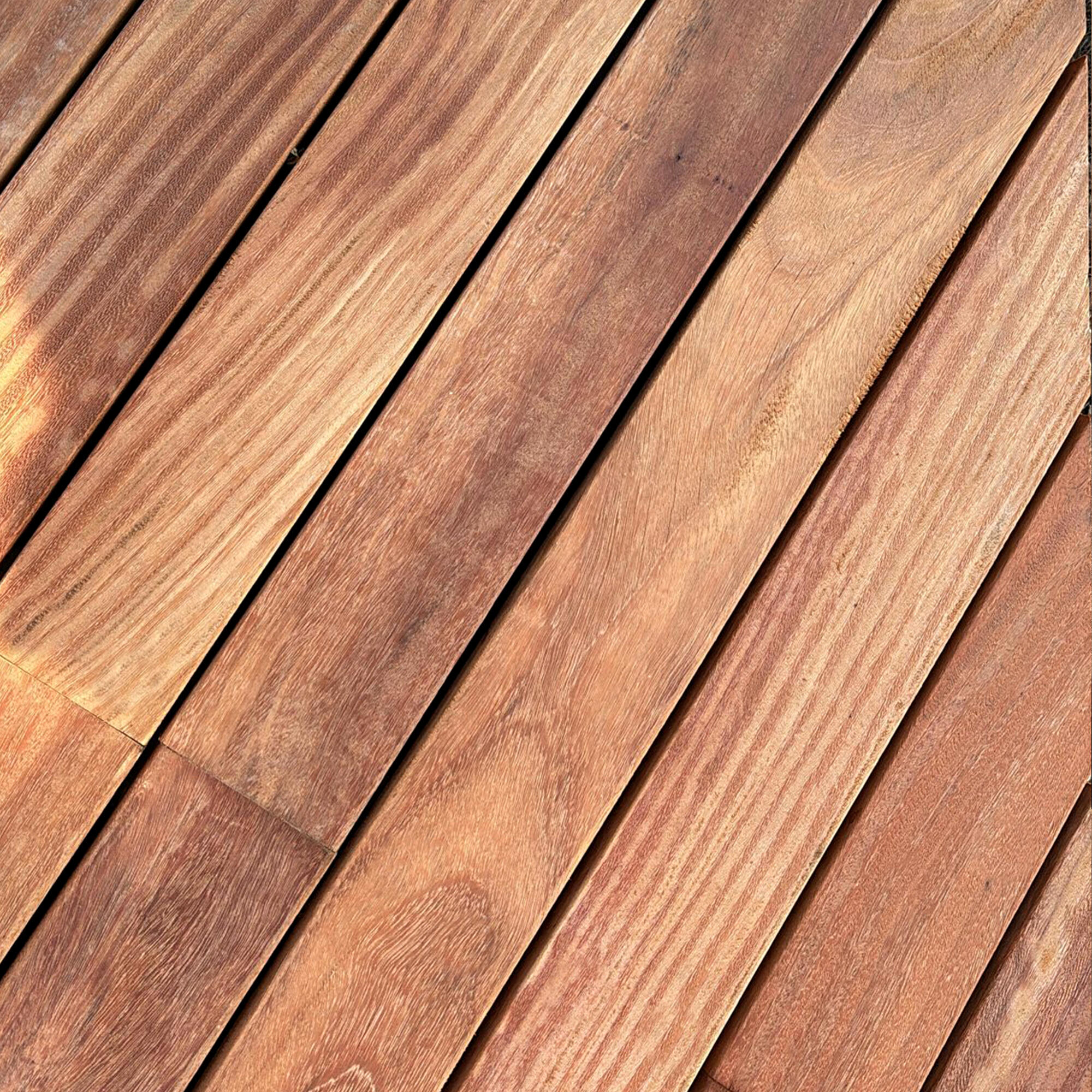 Pack 5 lamas madera tropical Tali 9 x 210 cm y 19 mm marrón MIBAWOOD clase de uso 4 - 13