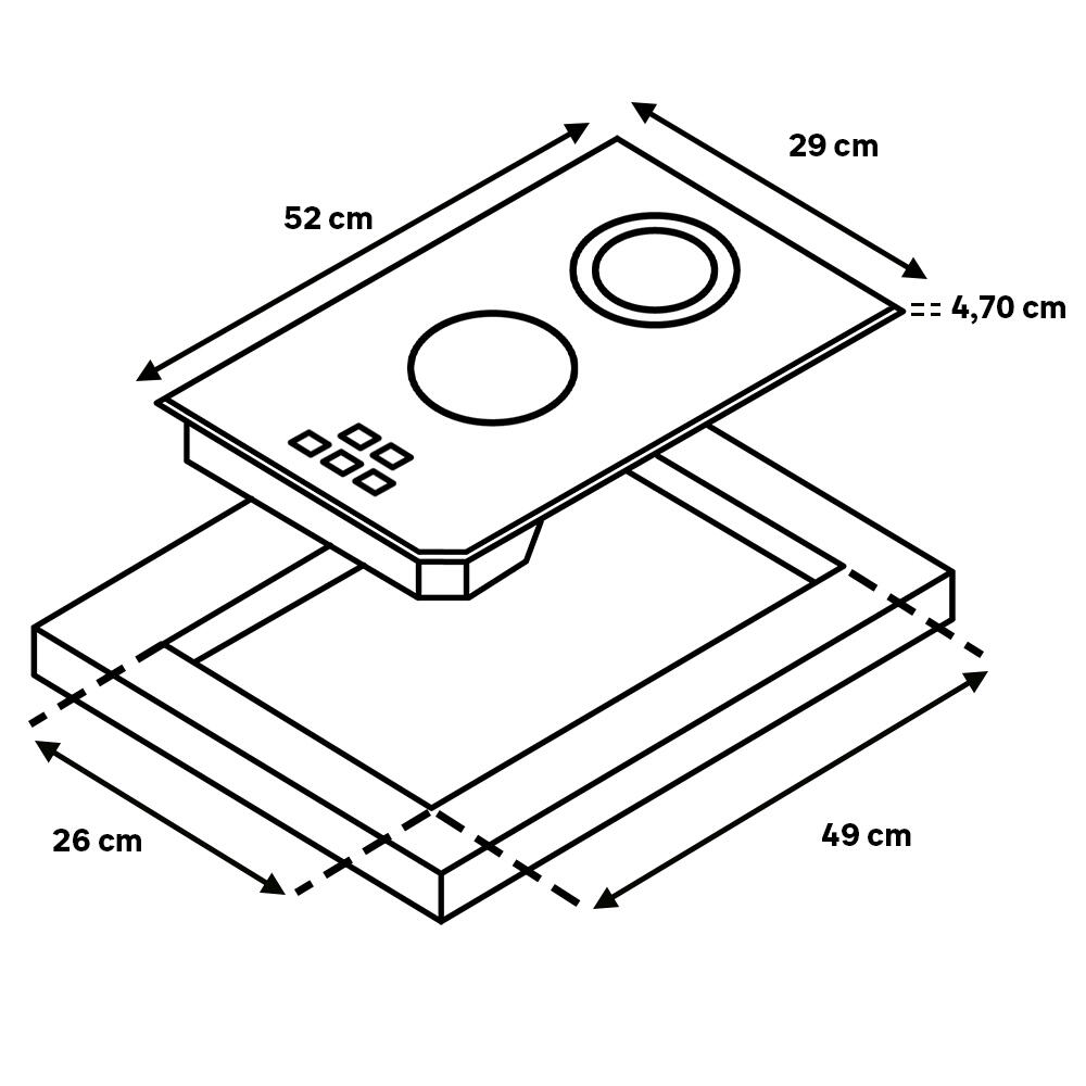 Placa vitrocerámica CATA TD 3002 BK /B con 2 zonas de cocción zona grande de 18cm 3200 W negro 30cm - 2