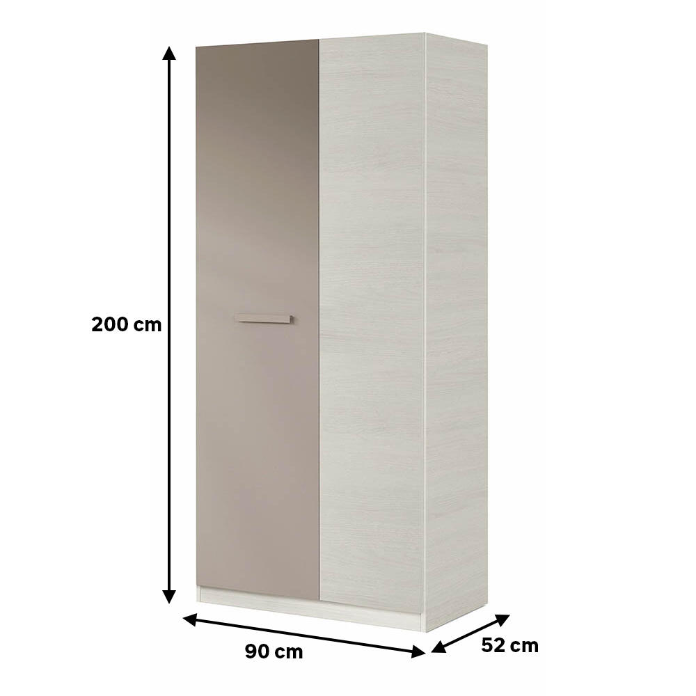 Armario puerta abatible Enea ARES 90x200x52cm con 2 puertas color blanco efecto madera y Basalto - 2