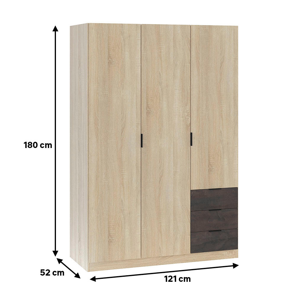 Armario puerta abatible Milo 121x180x52cm roble - 2