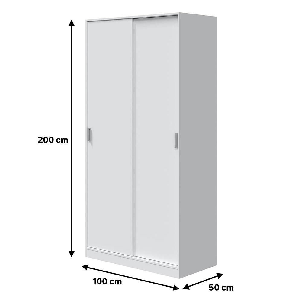 Armario puerta corredera Artik Max 100x200x50cm con 2 puertas color blanco - 2