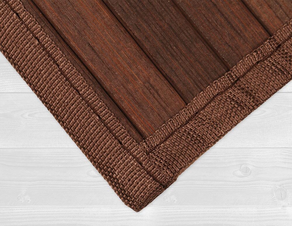 Alfombra bambú Dubai 60x90cm tejido plano base antideslizante liso marrón chocolate - 5