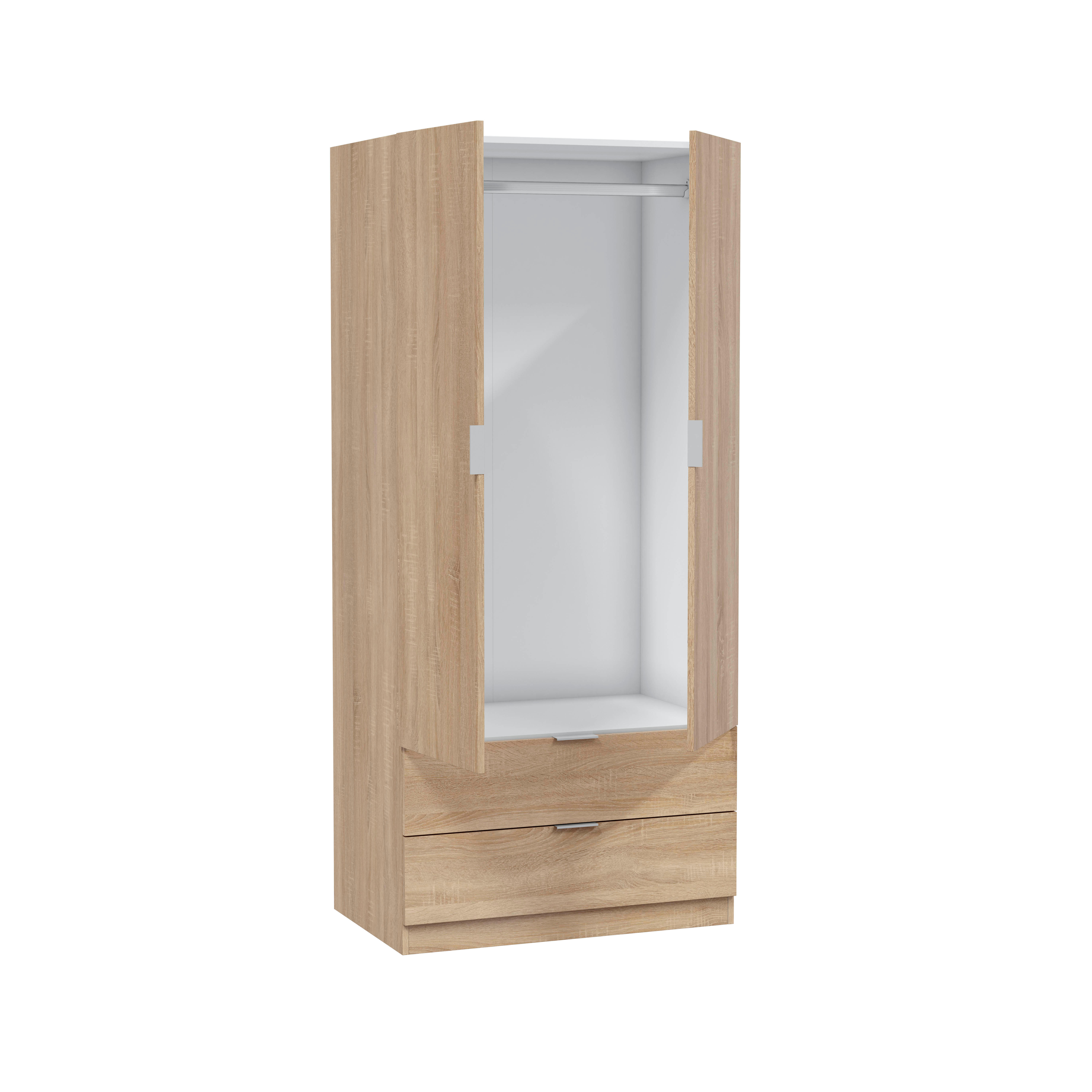 Roupeiro em kit carvalho com 2 portas de bater e 2 gavetas 180x81,2x52 cm Tuc - 2