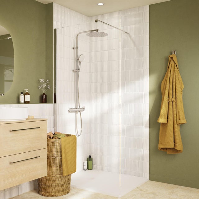 Paroi de douche à l'italienne verre transparent, l.90cm, Ep. 8mm chromé Remix