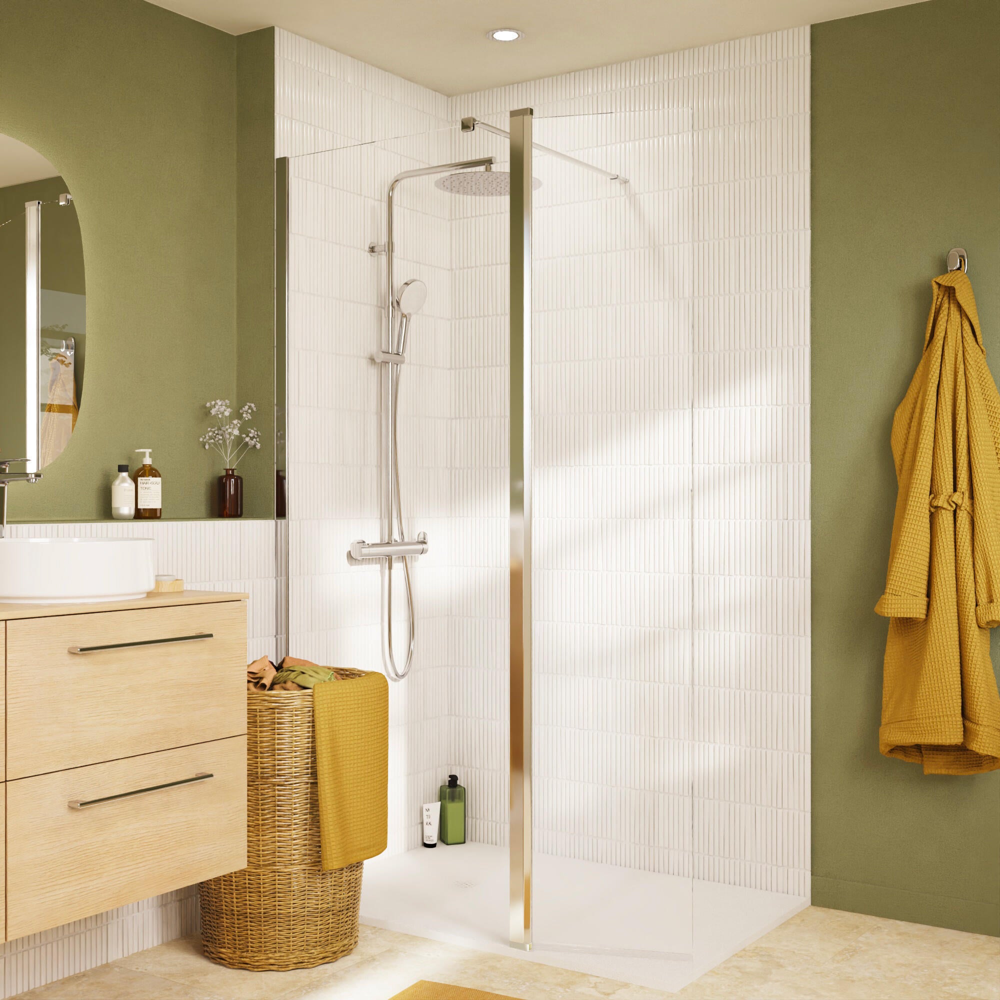 Mampara de ducha walk-in  Remix2 perfil cromo (76.5-78.5)x200 cm 8mm - 6