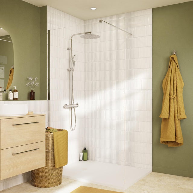 Paroi de douche à l'italienne verre transparent, l.120cm, Ep. 8mm chromé Remix