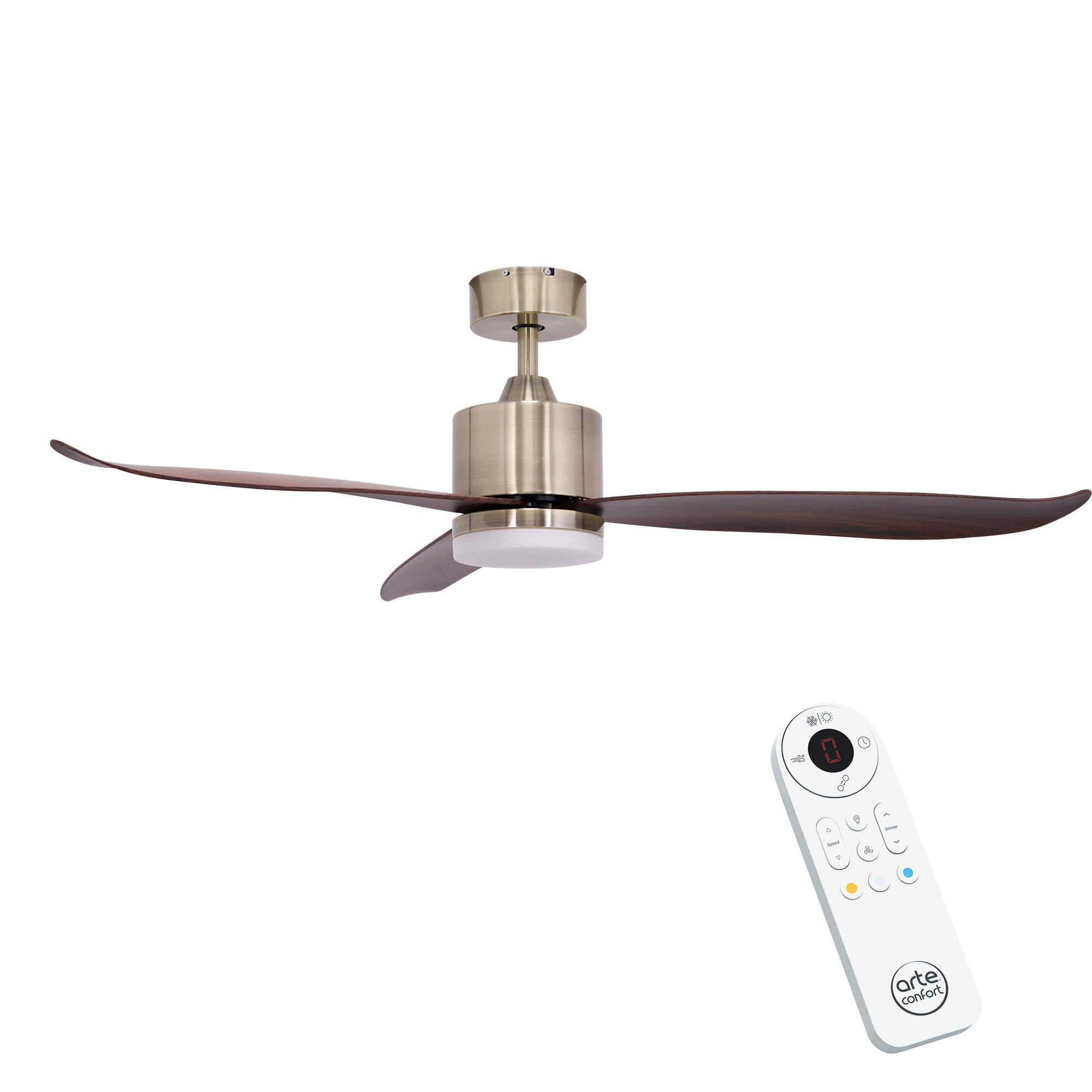 Ventilador de techo con luz silencioso dc arte confort cies marrón/cobre 132 cm