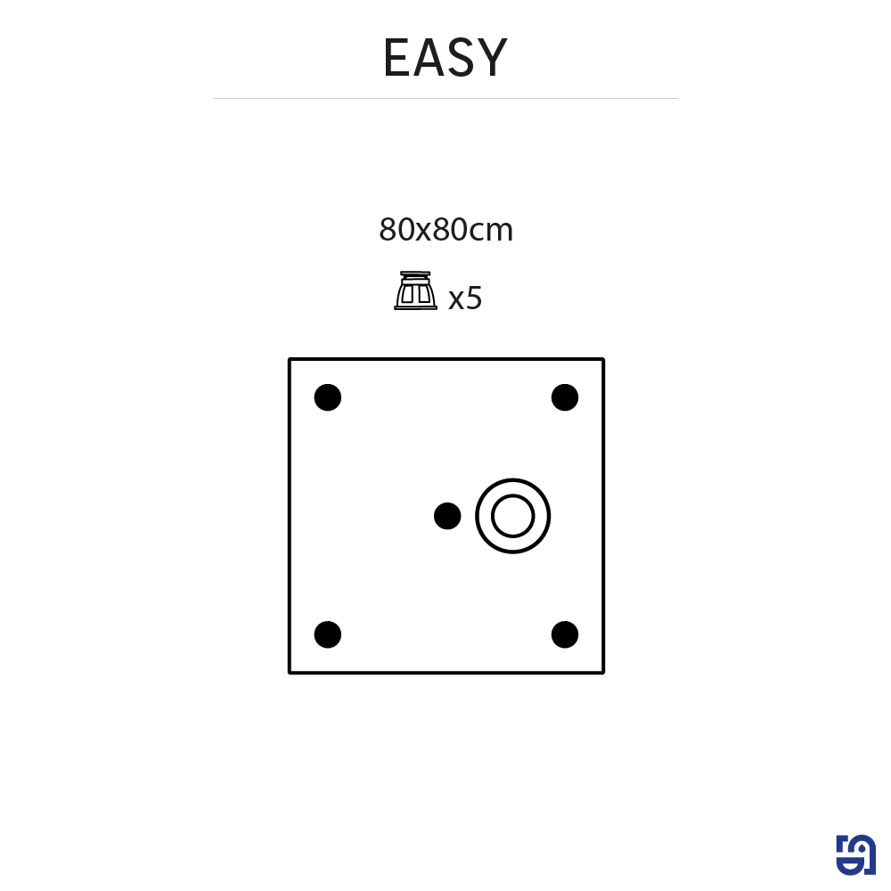 Base de duche Resina 80x80 cm branco mate Sensea Easy V2 - 8