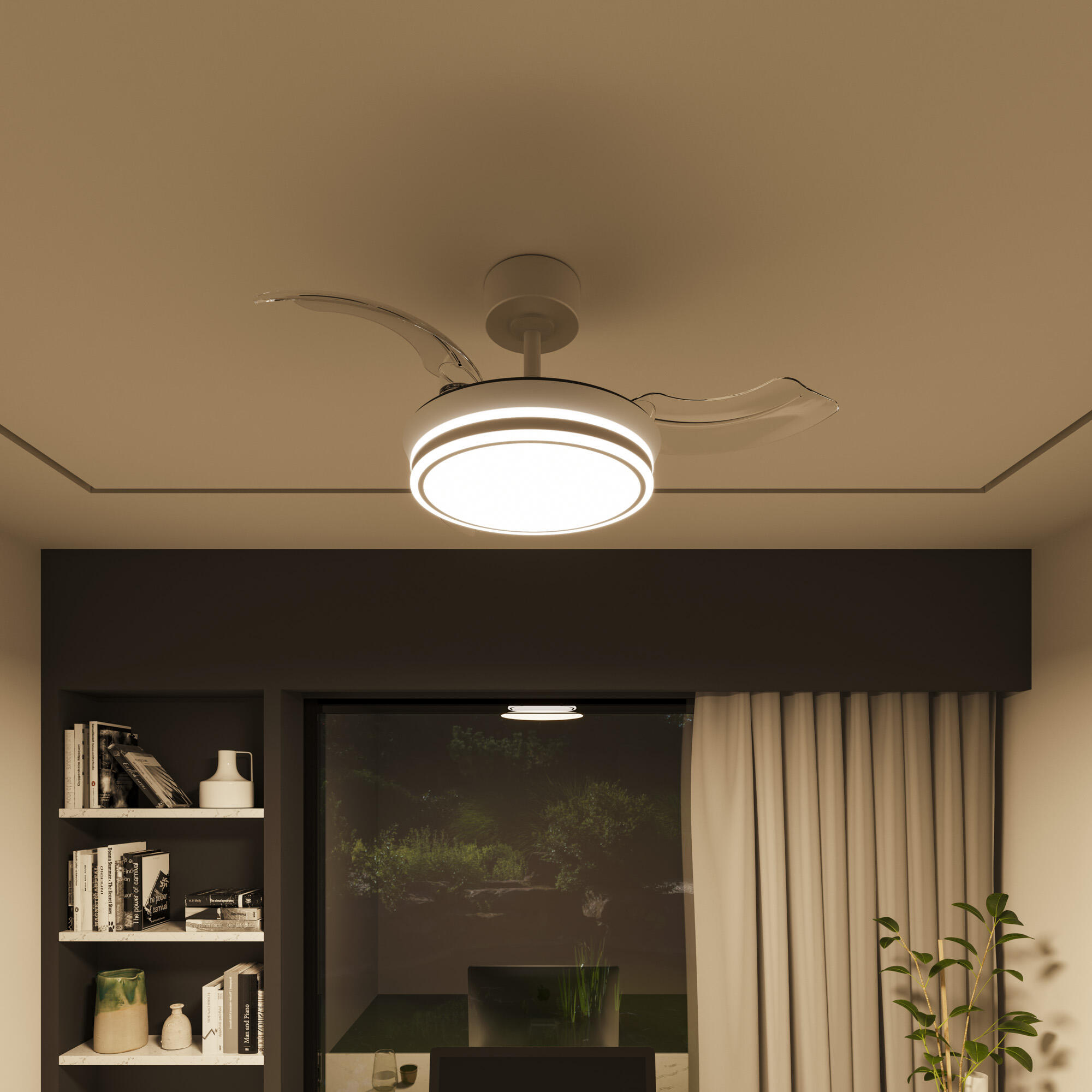 Ventilador de techo con luz silencioso DC 22W con mando ø91 cm Procy ARTE CONFORT blanco luz CCT 3 aspas retráctiles tipo lámpara| 6 velocidades| modo verano/invierno| temporizador| brisa| recomendado para <13m² - 5