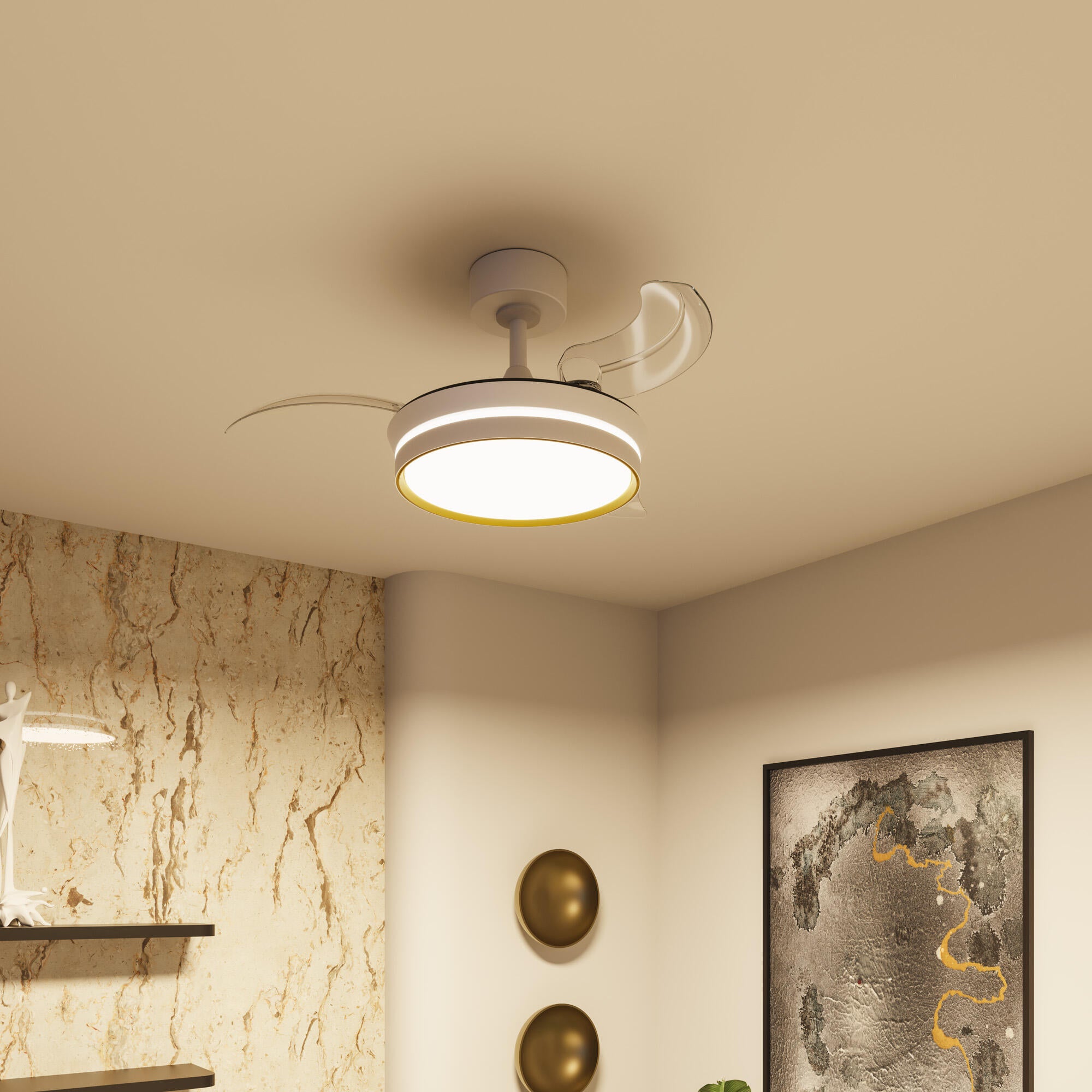 Ventilador de techo con luz silencioso DC Arte Confort Selas S blanco 91 cm - 5