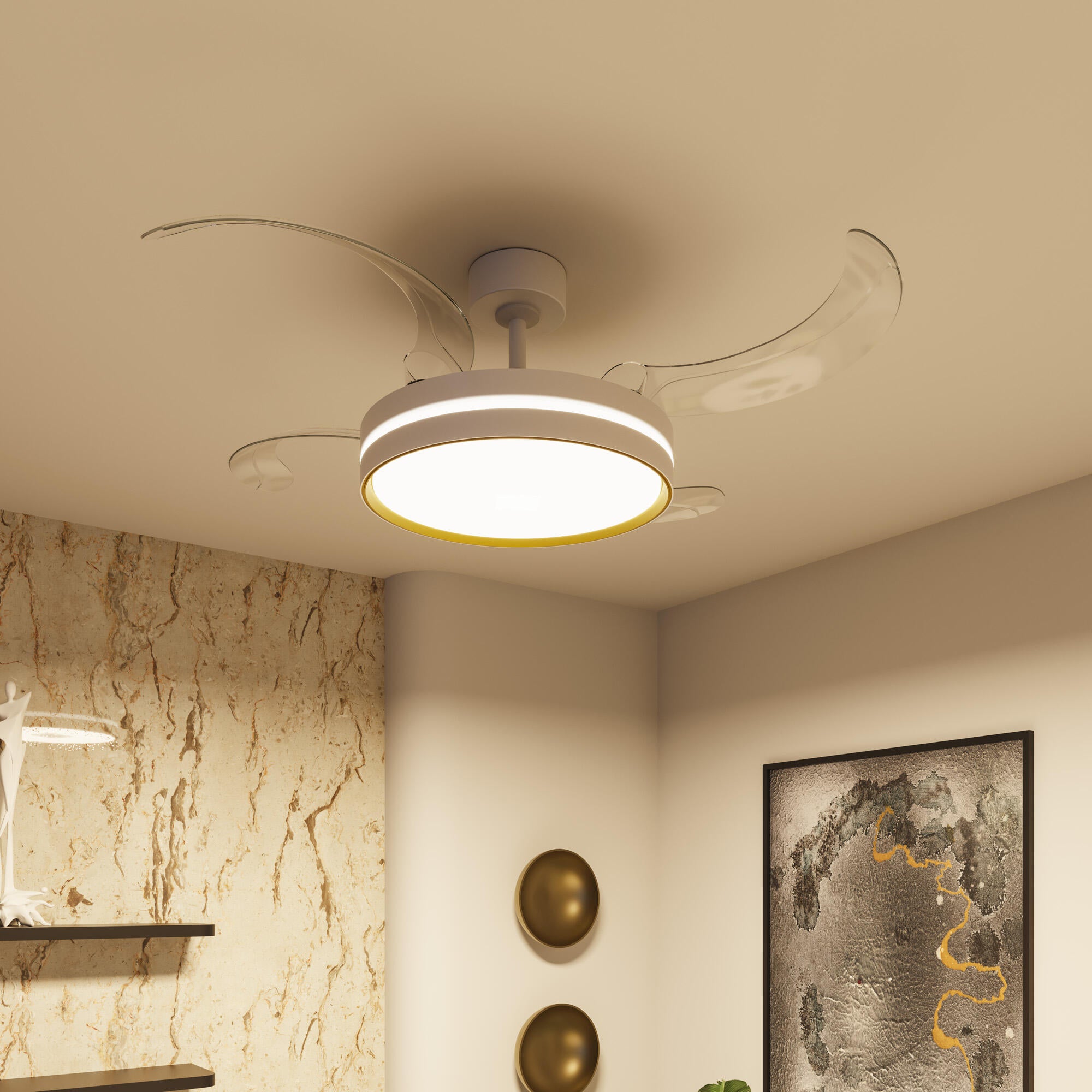 Ventilador de techo con luz silencioso DC Arte Confort Selas L blanco 122 cm - 5