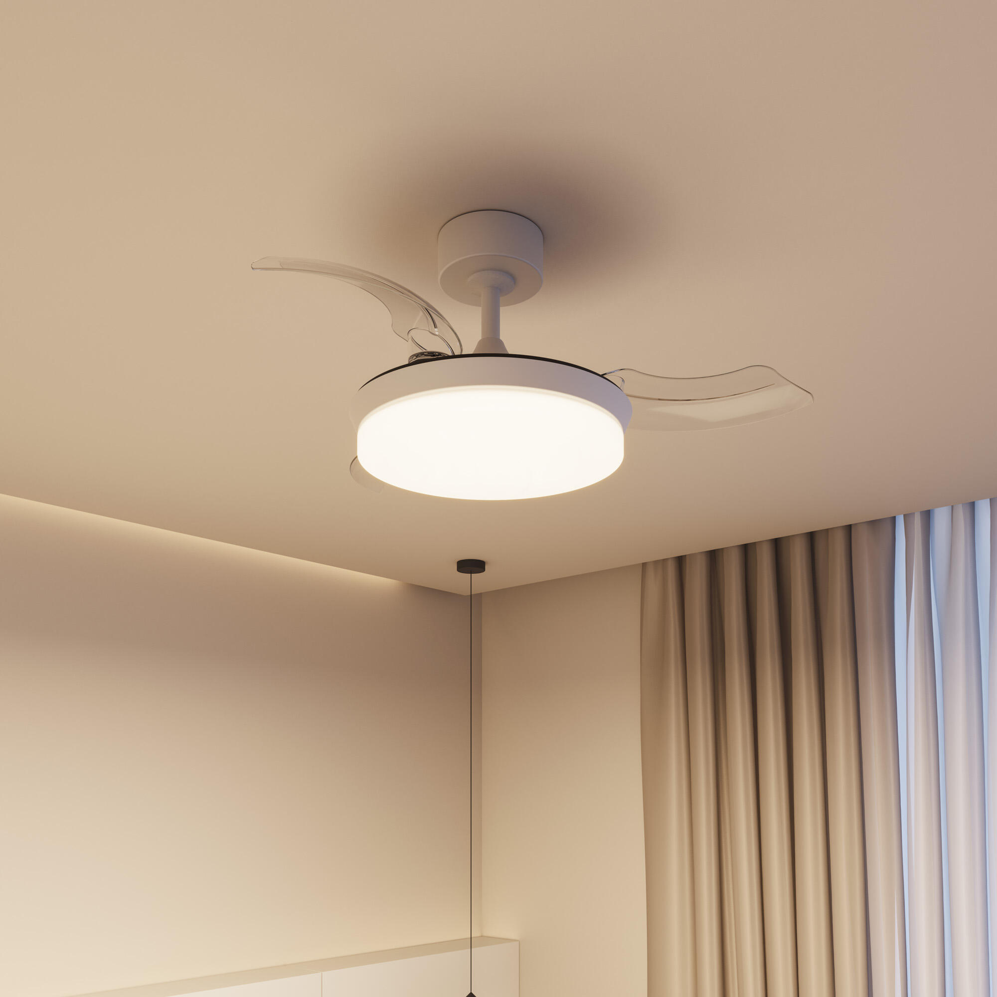 Ventilador de techo con luz silencioso DC 22W con mando ø91 cm Hyla ARTE CONFORT blanco luz CCT 3 aspas retráctiles tipo lámpara| 6 velocidades| modo verano/invierno| temporizador| brisa| recomendado para <13m² - 5