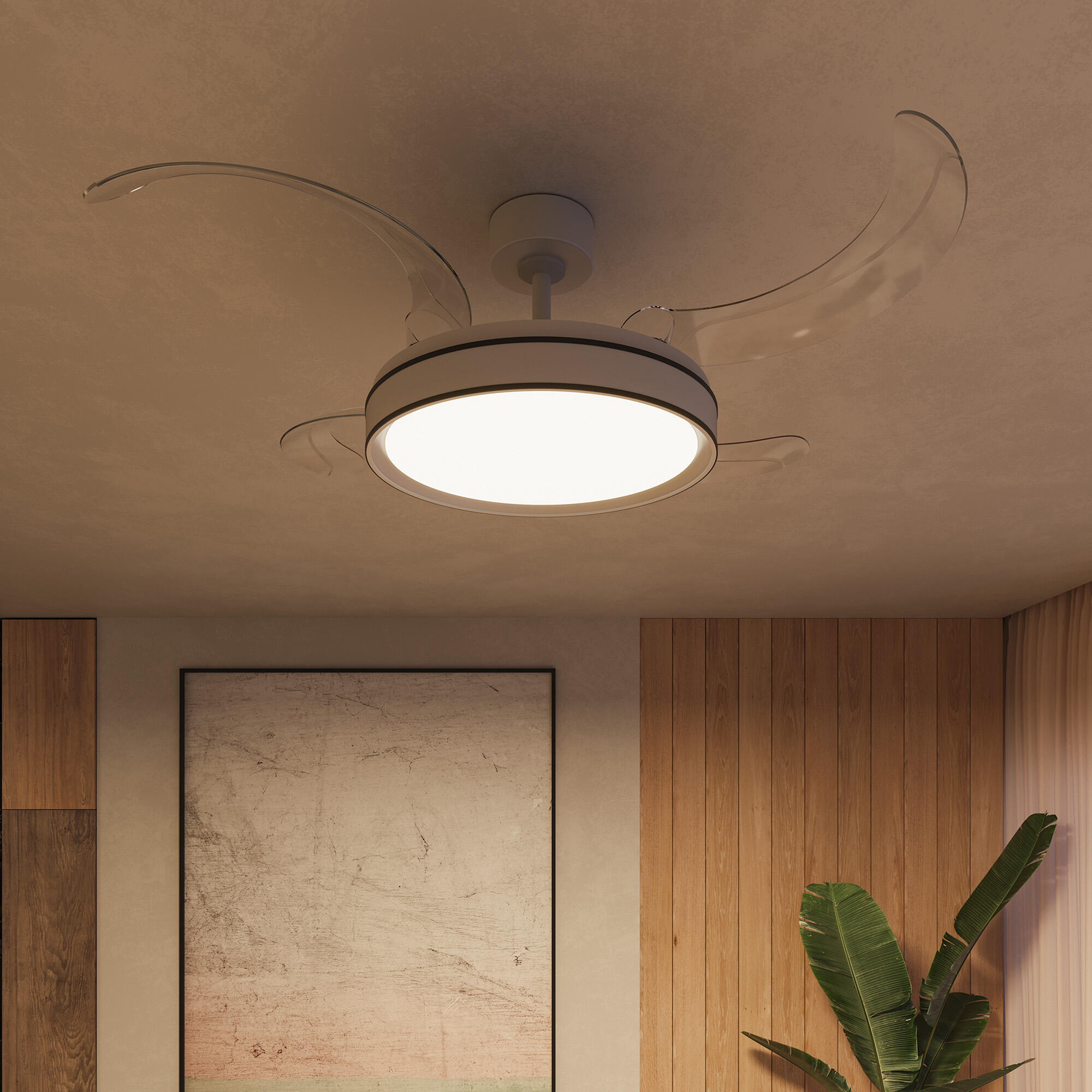 Ventilador de techo con luz silencioso DC Arte Confort Dube L Blanco/Negro blanco/negro 122 cm - 5