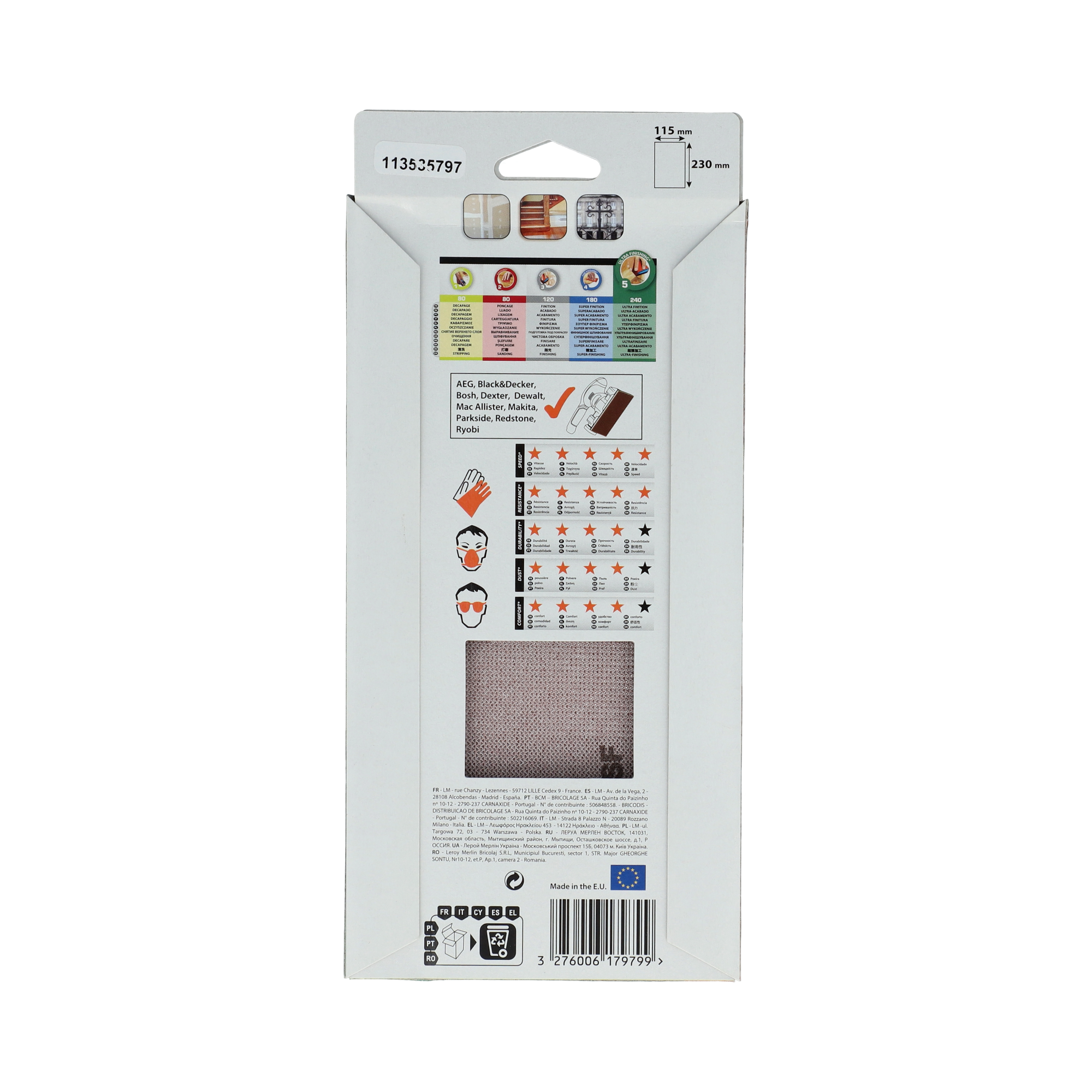 3 patines de lija DEXTER PRO 230x115, grano 240 - 9