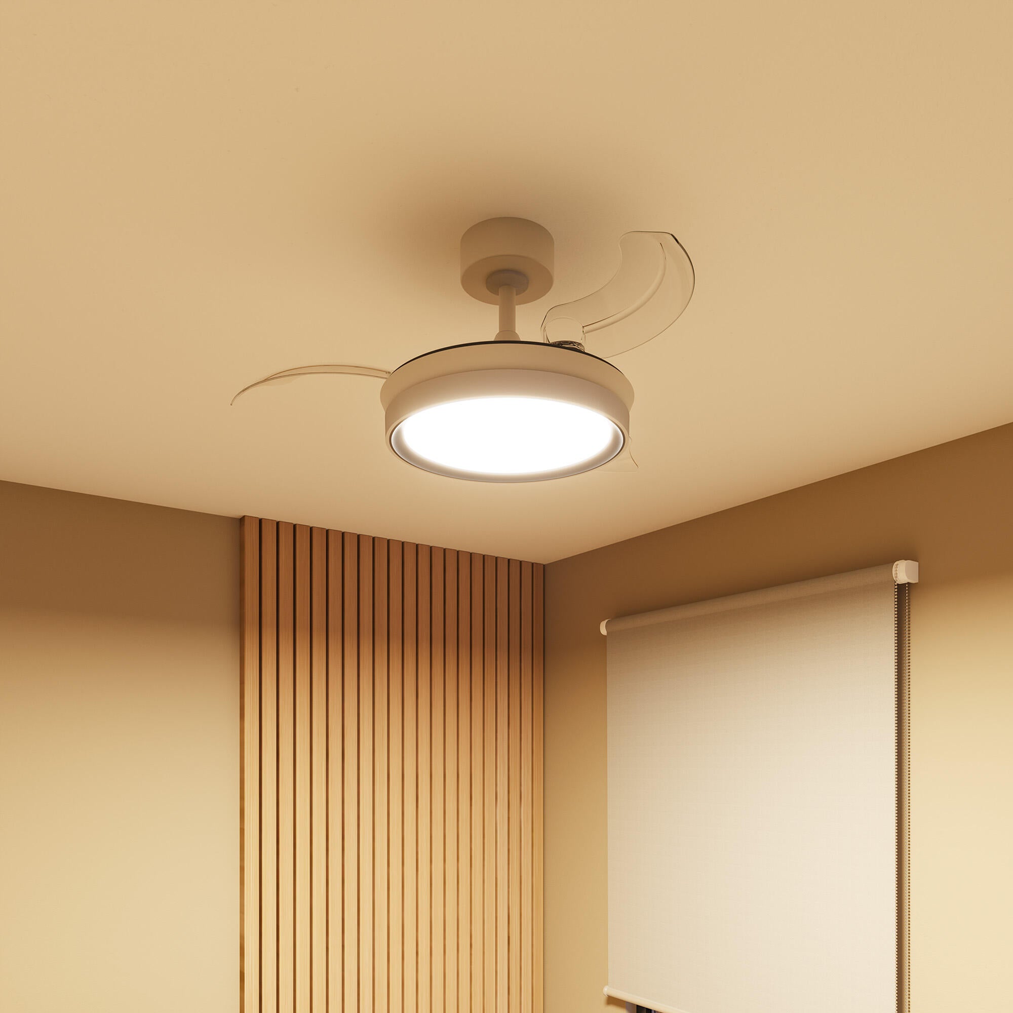 Ventilador de techo con luz silencioso DC 22W con mando ø91 cm Betel ARTE CONFORT blanco y negro luz CCT 3 aspas retráctiles tipo lámpara| 6 velocidades| modo verano/invierno| temporizador| brisa| recomendado para <13m² - 5