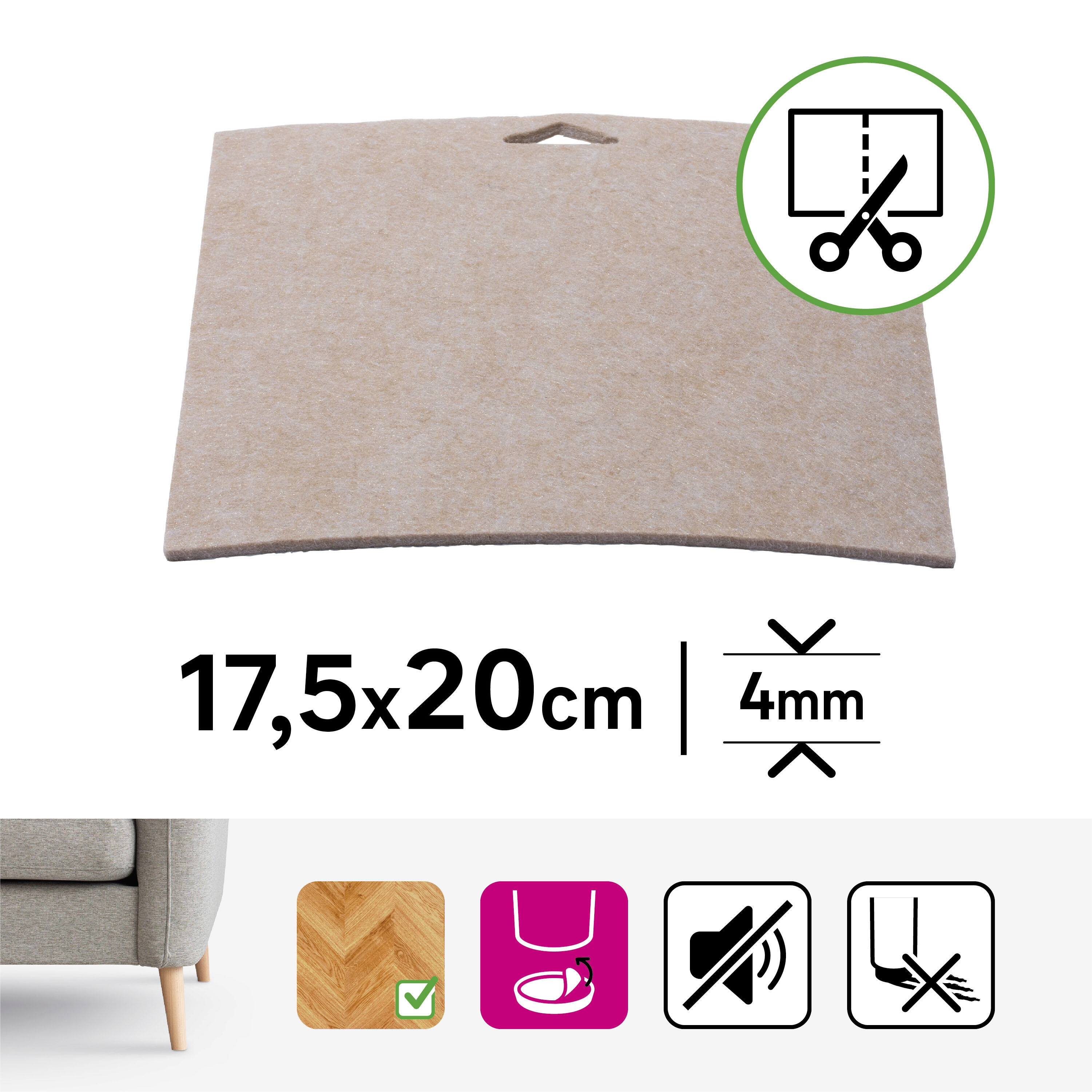 Podkładka filcowa samoprzylepna do cięcia 200 x 200 mm 1 szt. Standers - 10