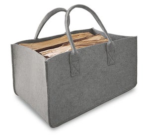 2 Borse Portalegna In Feltro Pieghevoli - 25x25x50 Cm, Grigio, Per Legna, Riviste O Giocattoli - Foto 14